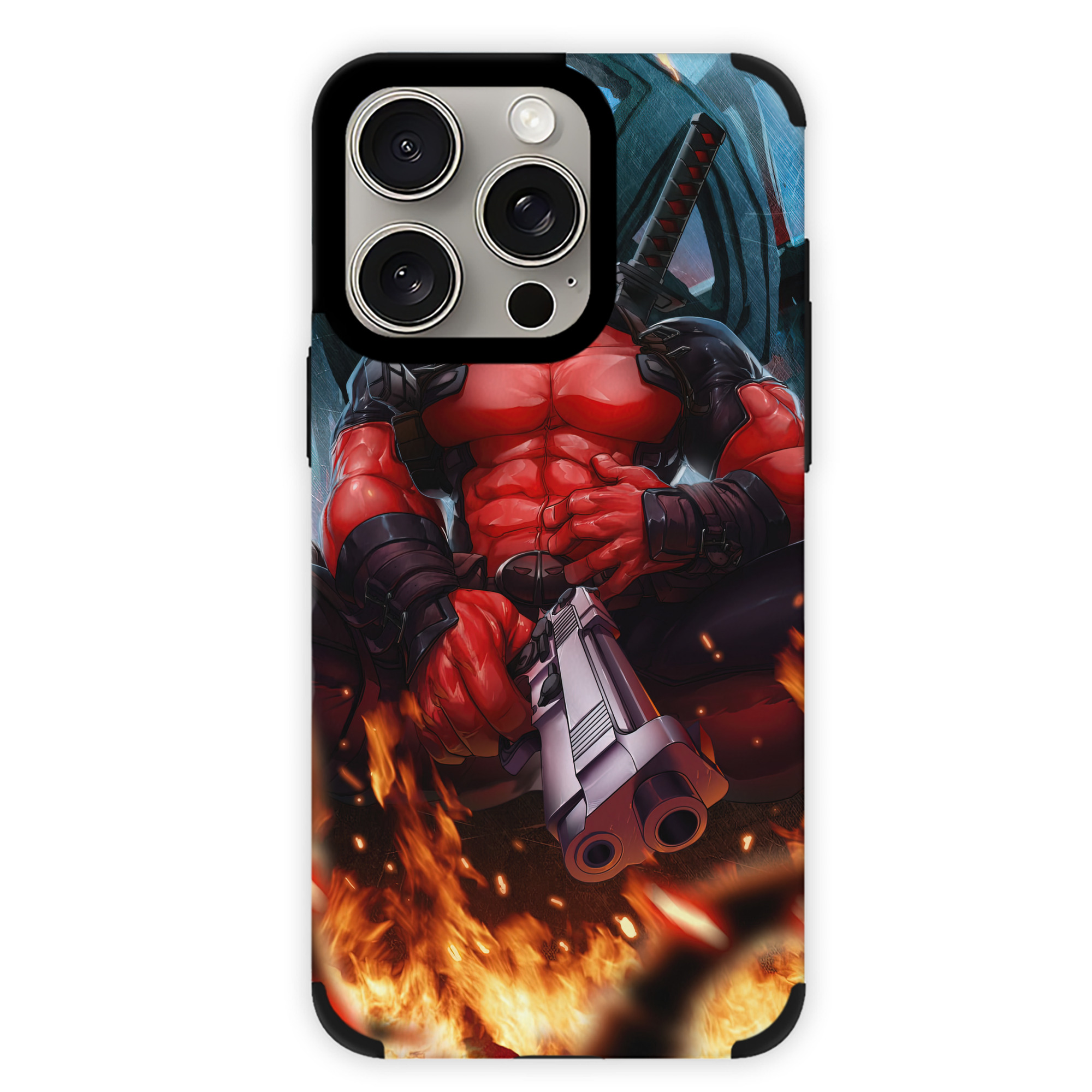 （画像用） Deadpool デッドプール 【iPhone15ProMax対応】 PUレザー スマホケース 耐衝撃＆黄変防止
