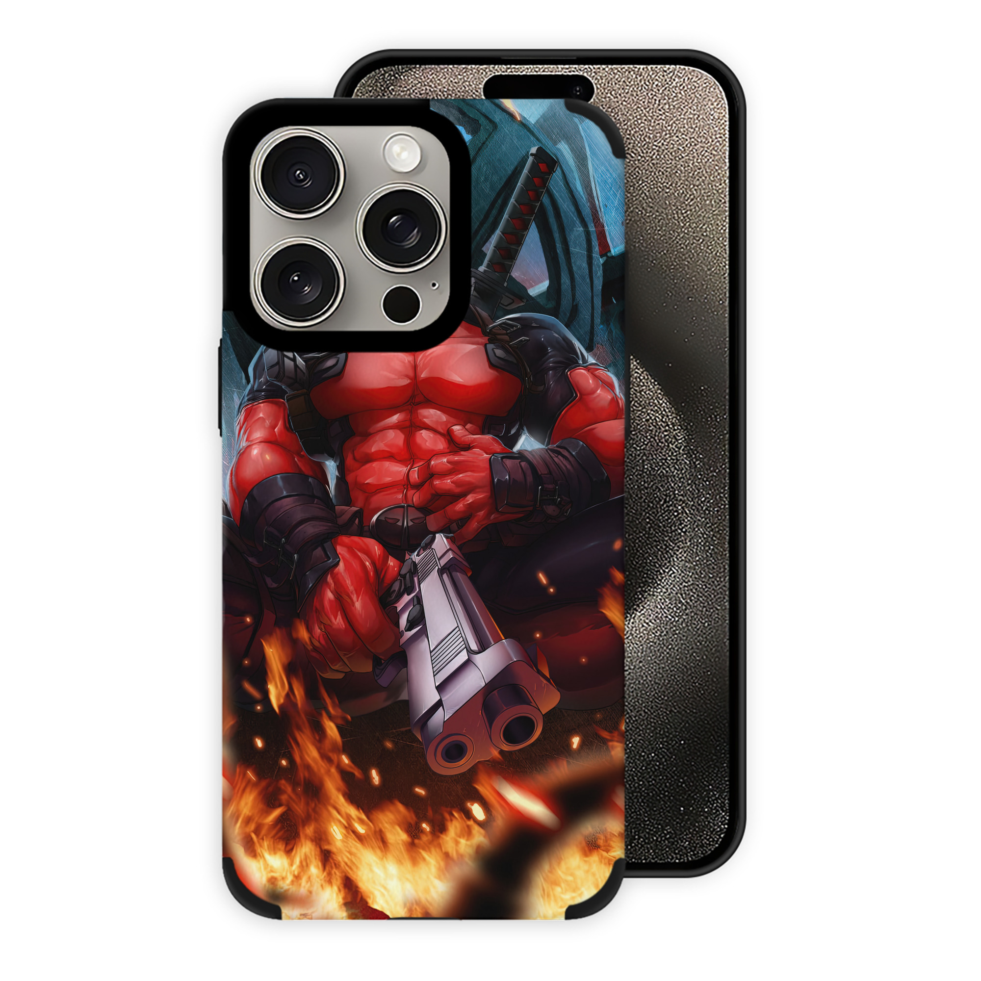 （画像用） Deadpool デッドプール 【iPhone15ProMax対応】 PUレザー スマホケース 耐衝撃＆黄変防止