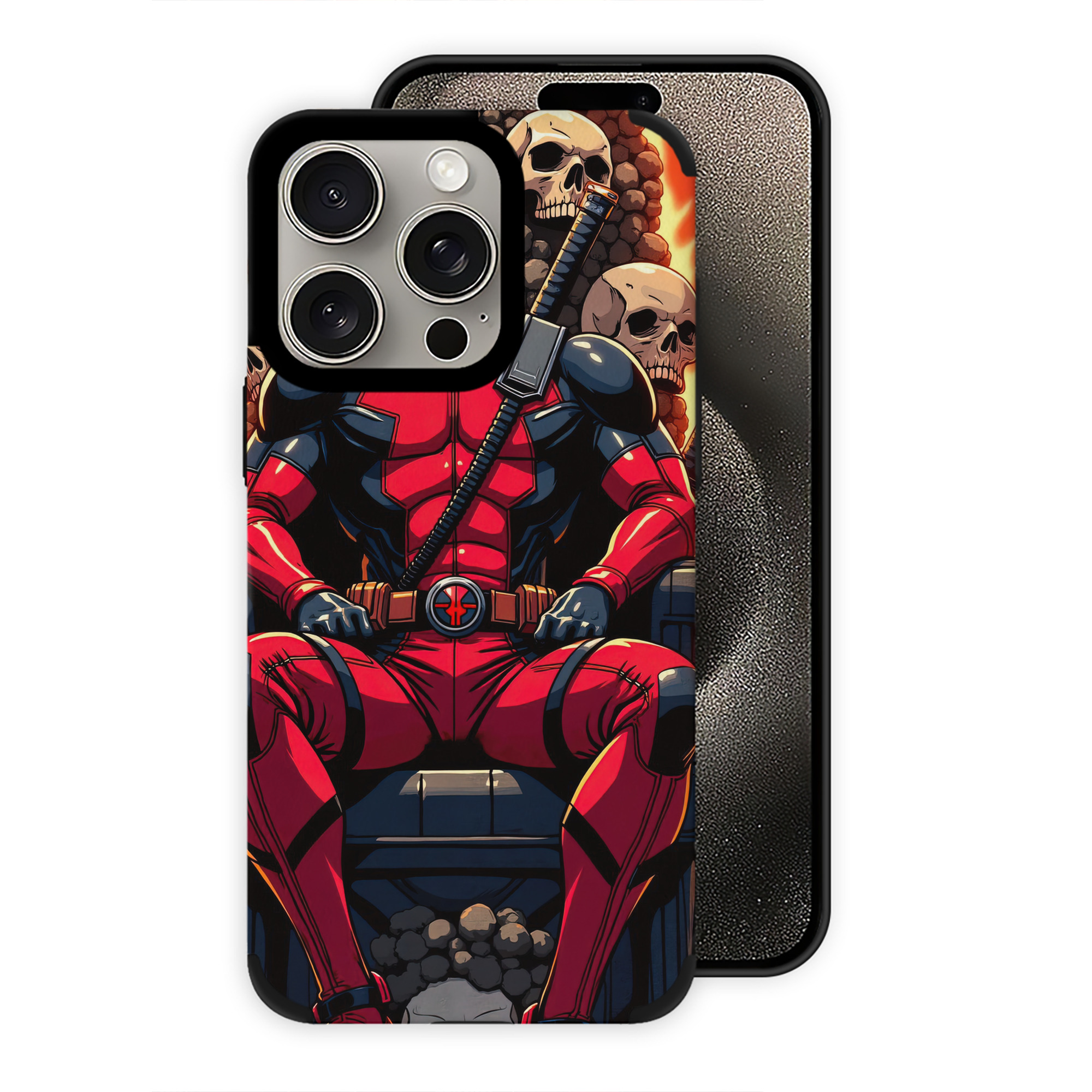 （画像用） Deadpool デッドプール 【iPhone15ProMax対応】 PUレザー スマホケース 耐衝撃＆黄変防止