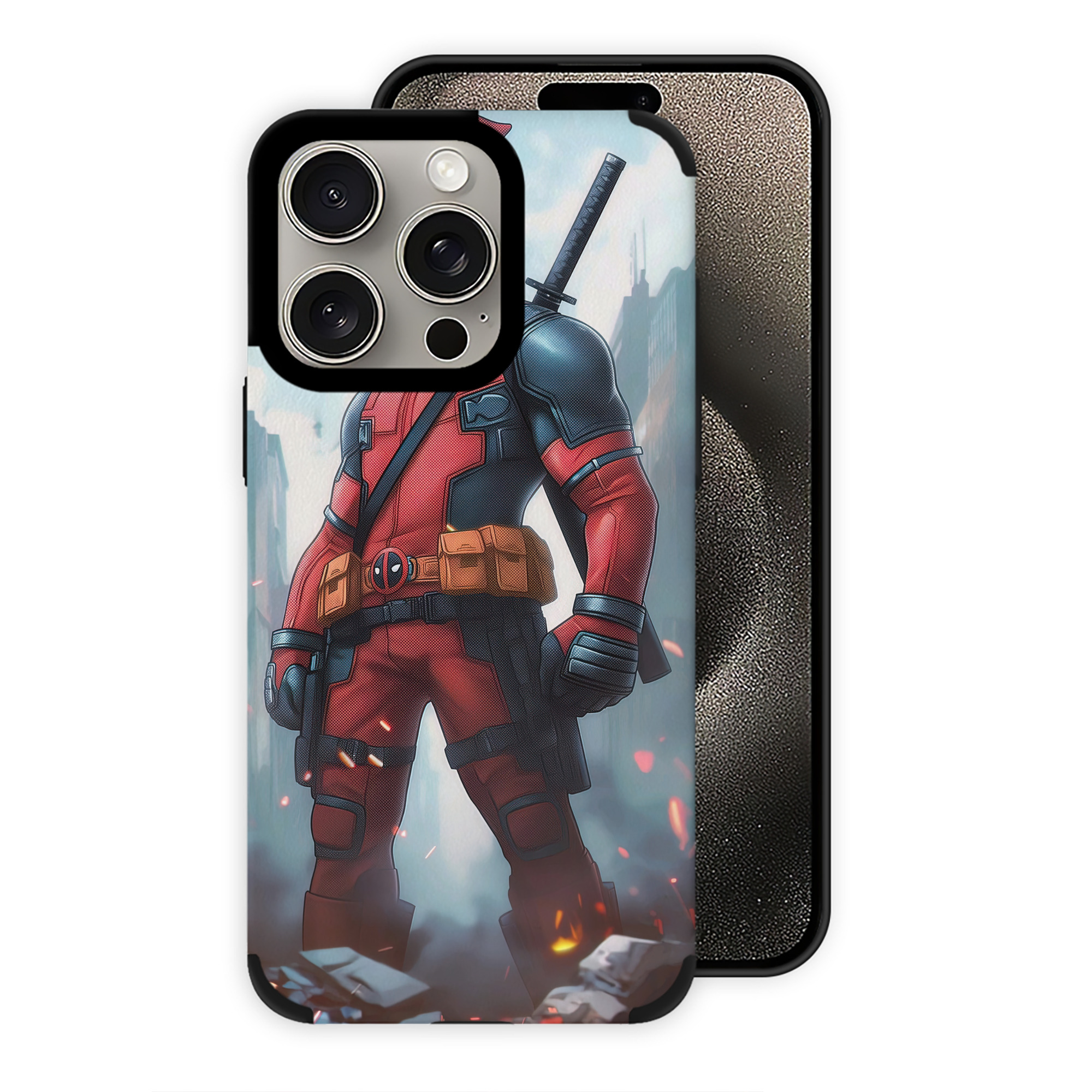 （画像用） Deadpool デッドプール 【iPhone15ProMax対応】 PUレザー スマホケース 耐衝撃＆黄変防止