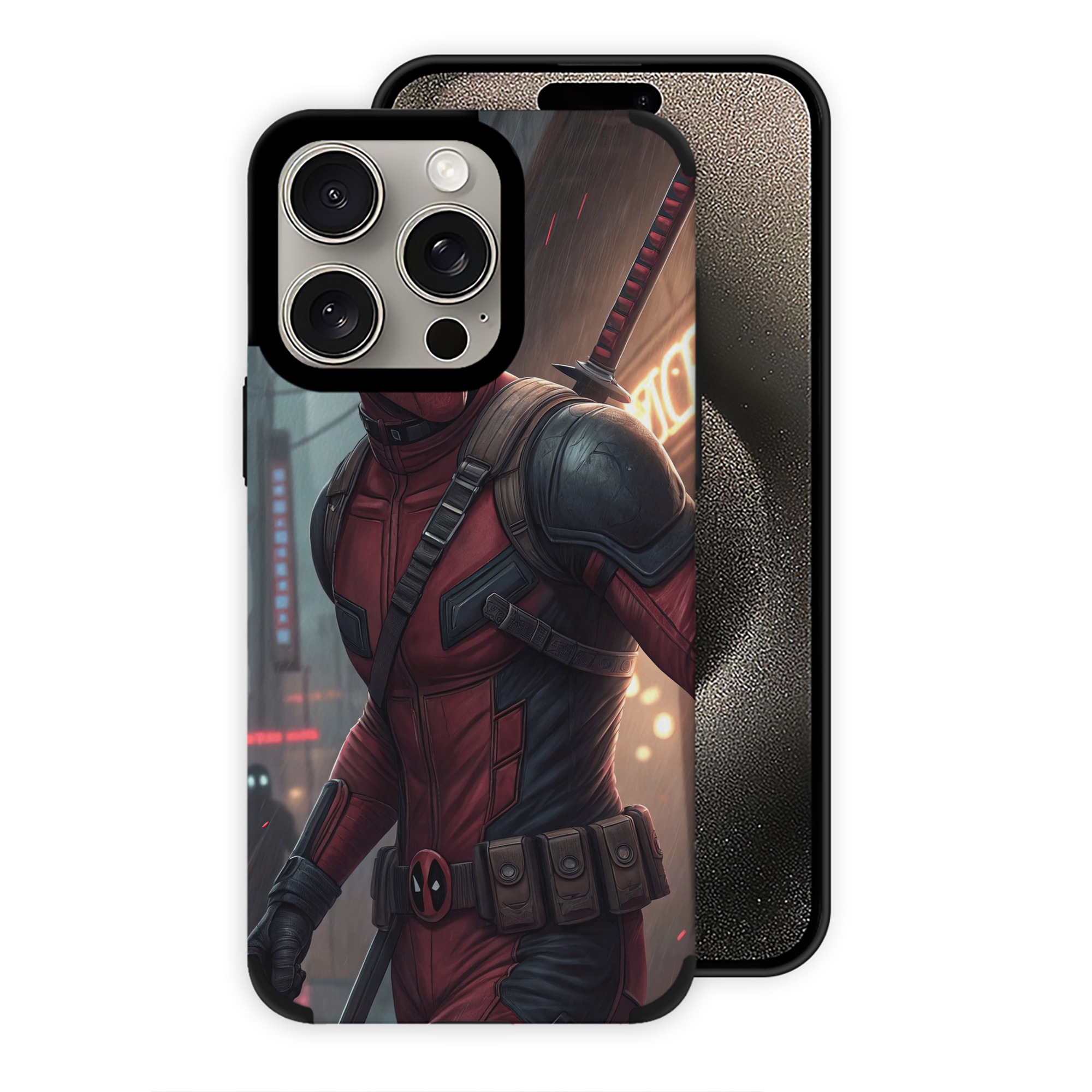（画像用） Deadpool デッドプール 【iPhone15ProMax対応】 PUレザー スマホケース 耐衝撃＆黄変防止