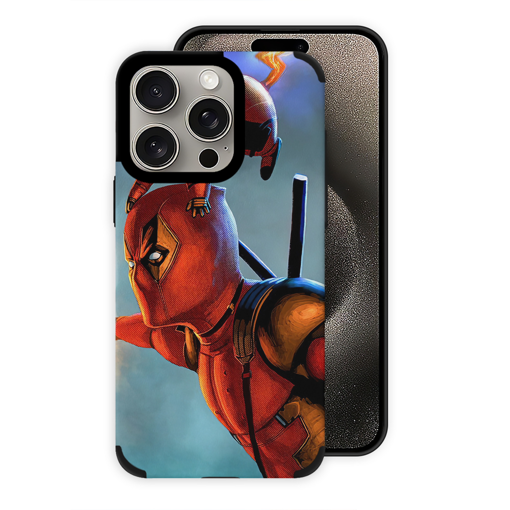 （画像用） Deadpool デッドプール 【iPhone15ProMax対応】 PUレザー スマホケース 耐衝撃＆黄変防止