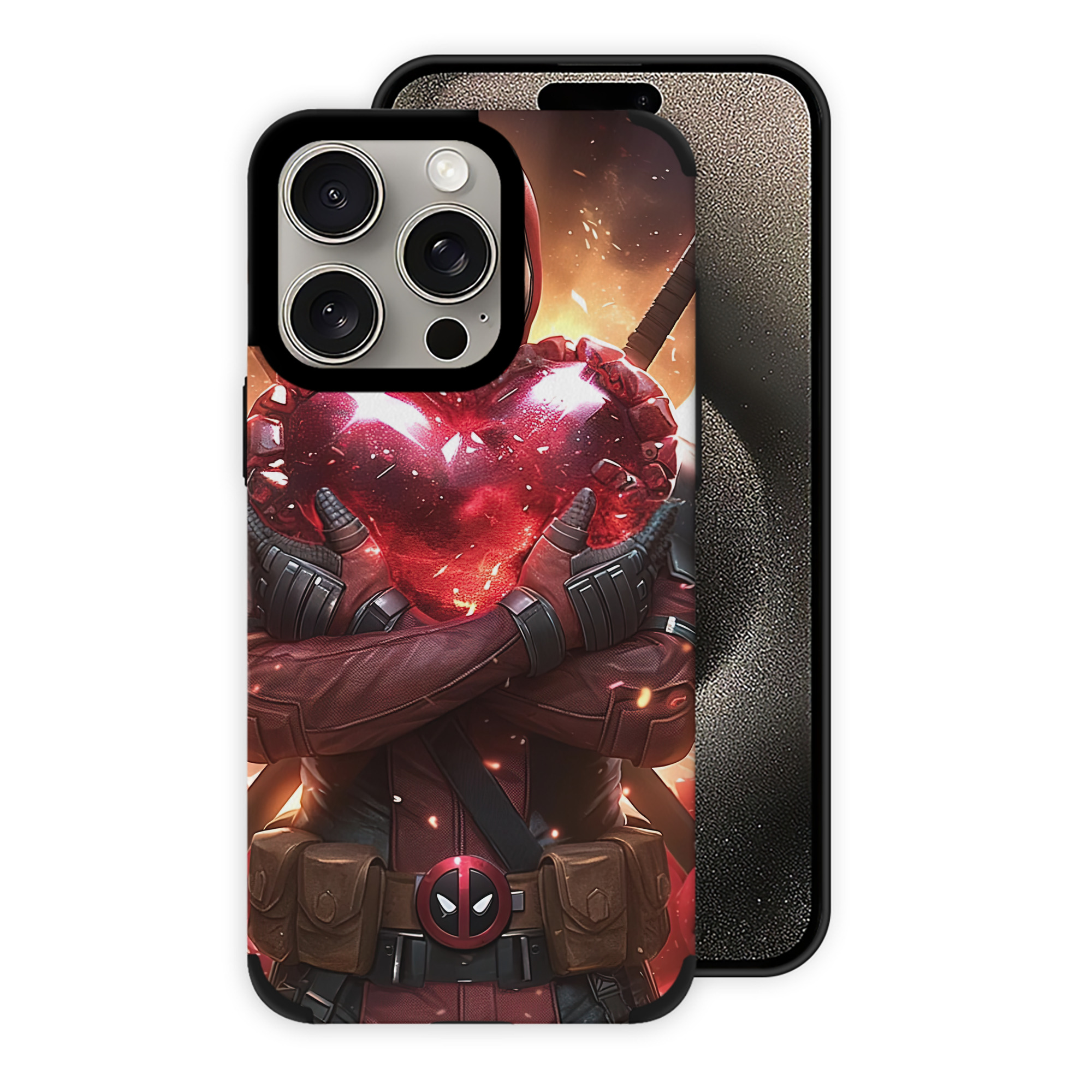 （画像用） Deadpool デッドプール 【iPhone15ProMax対応】 PUレザー スマホケース 耐衝撃＆黄変防止