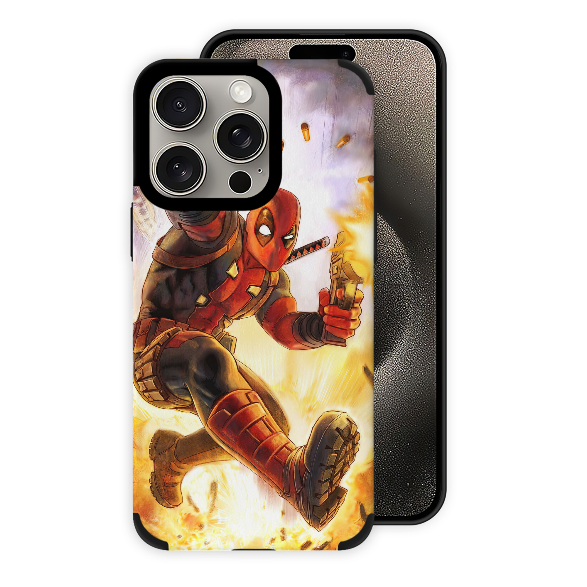 （画像用） Deadpool デッドプール 【iPhone15ProMax対応】 PUレザー スマホケース 耐衝撃＆黄変防止