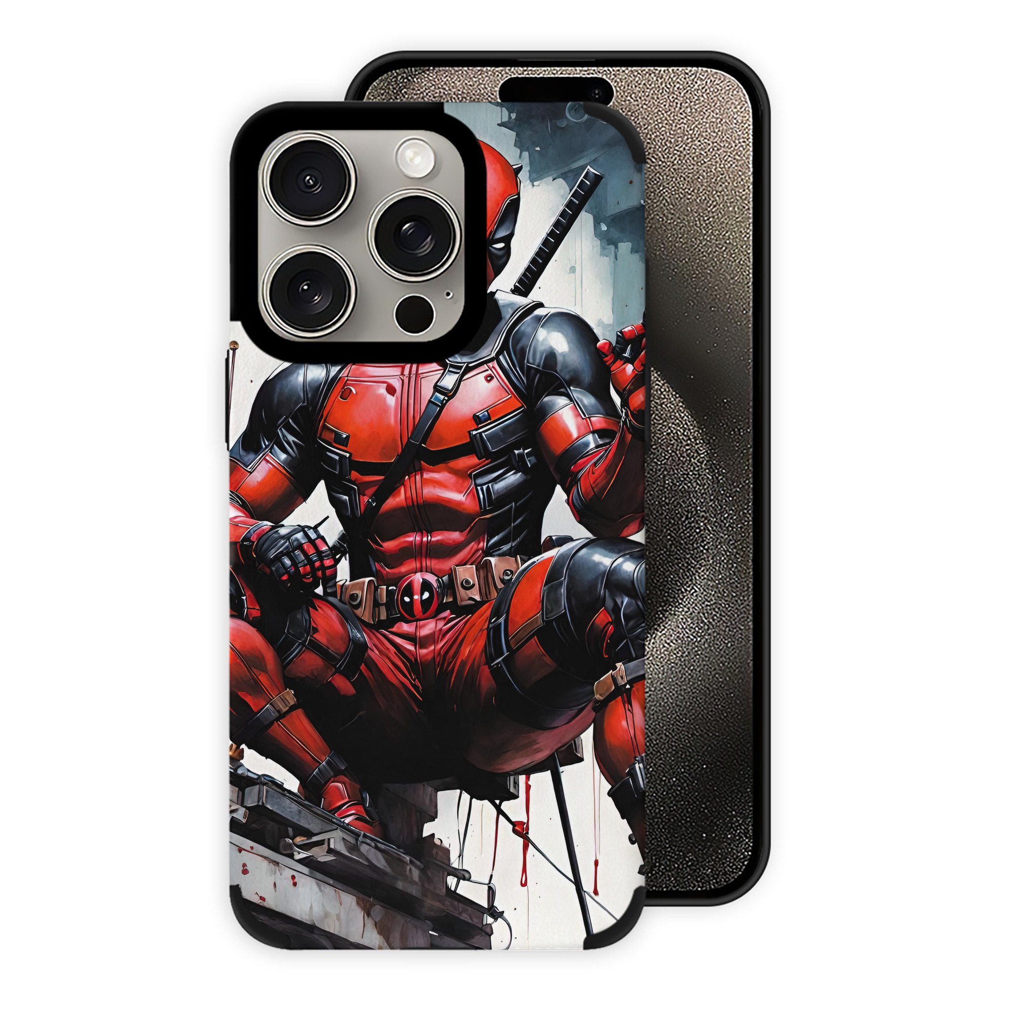 （画像用） Deadpool デッドプール 【iPhone15ProMax対応】 PUレザー スマホケース 耐衝撃＆黄変防止