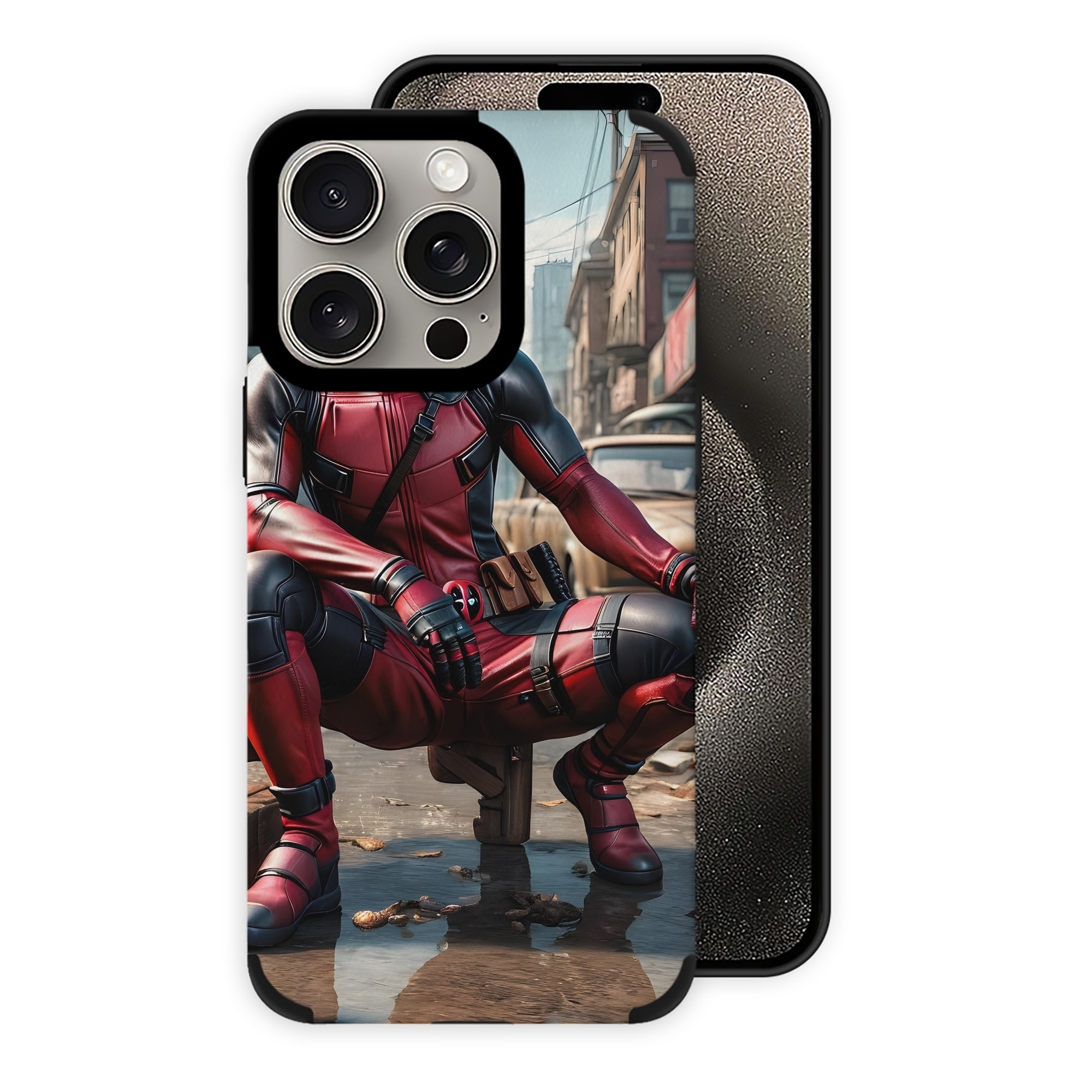 （画像用） Deadpool デッドプール 【iPhone15ProMax対応】 PUレザー スマホケース 耐衝撃＆黄変防止