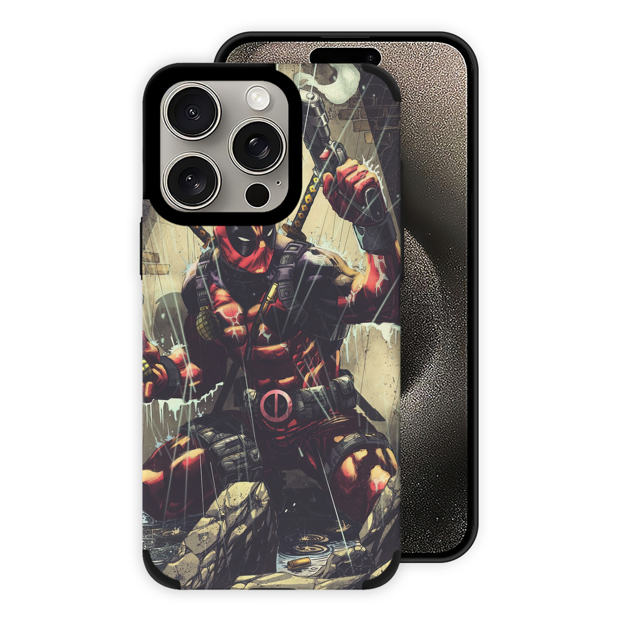 （画像用） Deadpool デッドプール 【iPhone15ProMax対応】 PUレザー スマホケース 耐衝撃＆黄変防止