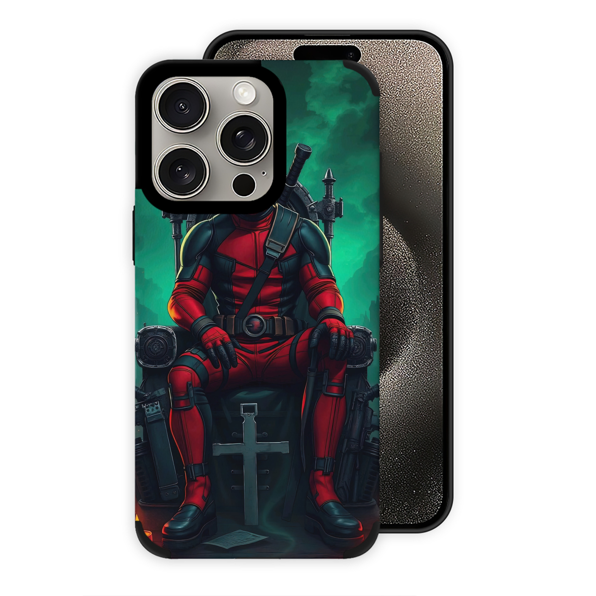 （画像用） Deadpool デッドプール 【iPhone15ProMax対応】 PUレザー スマホケース 耐衝撃＆黄変防止