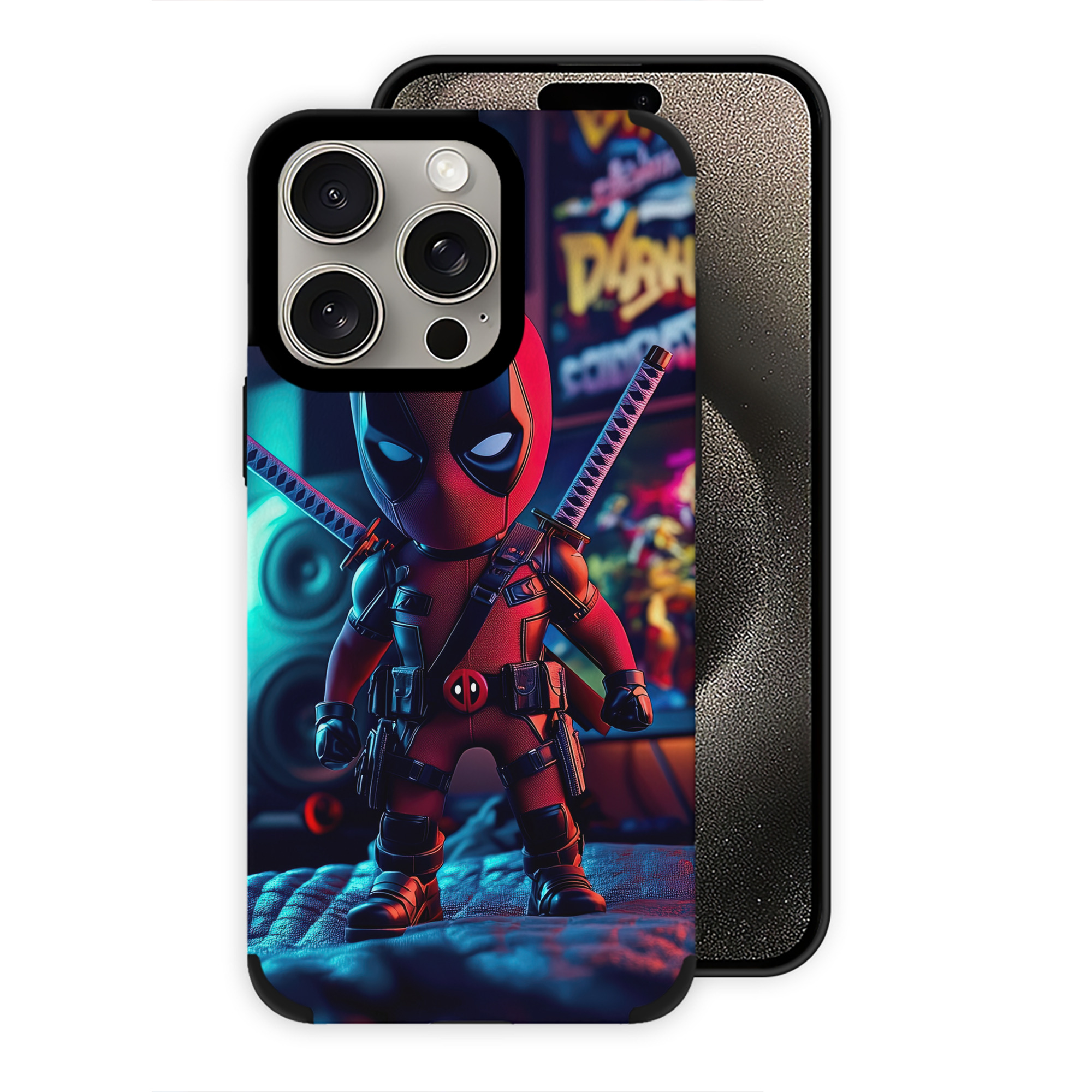 （画像用） Deadpool デッドプール 【iPhone15ProMax対応】 PUレザー スマホケース 耐衝撃＆黄変防止