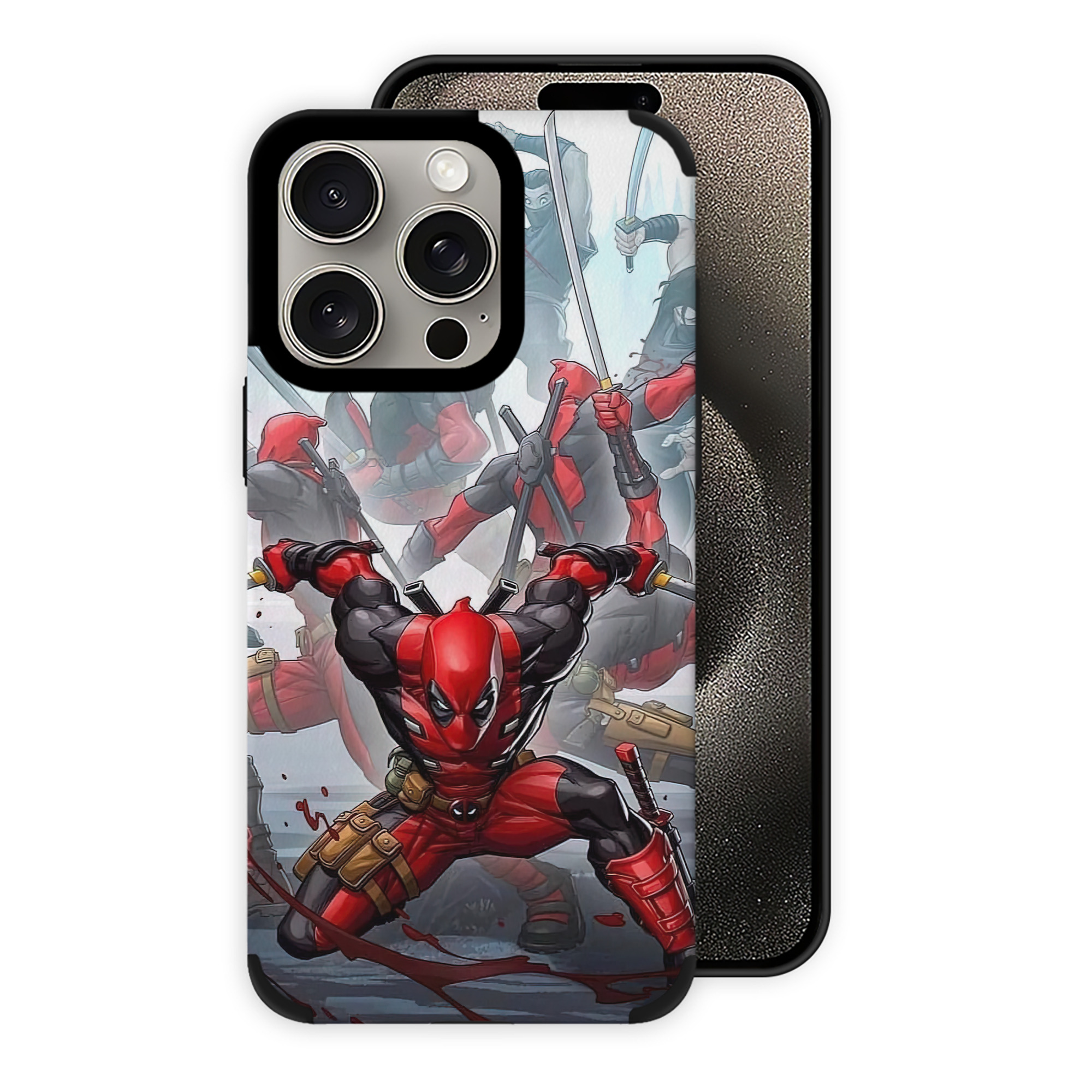 （画像用） Deadpool デッドプール 【iPhone15ProMax対応】 PUレザー スマホケース 耐衝撃＆黄変防止