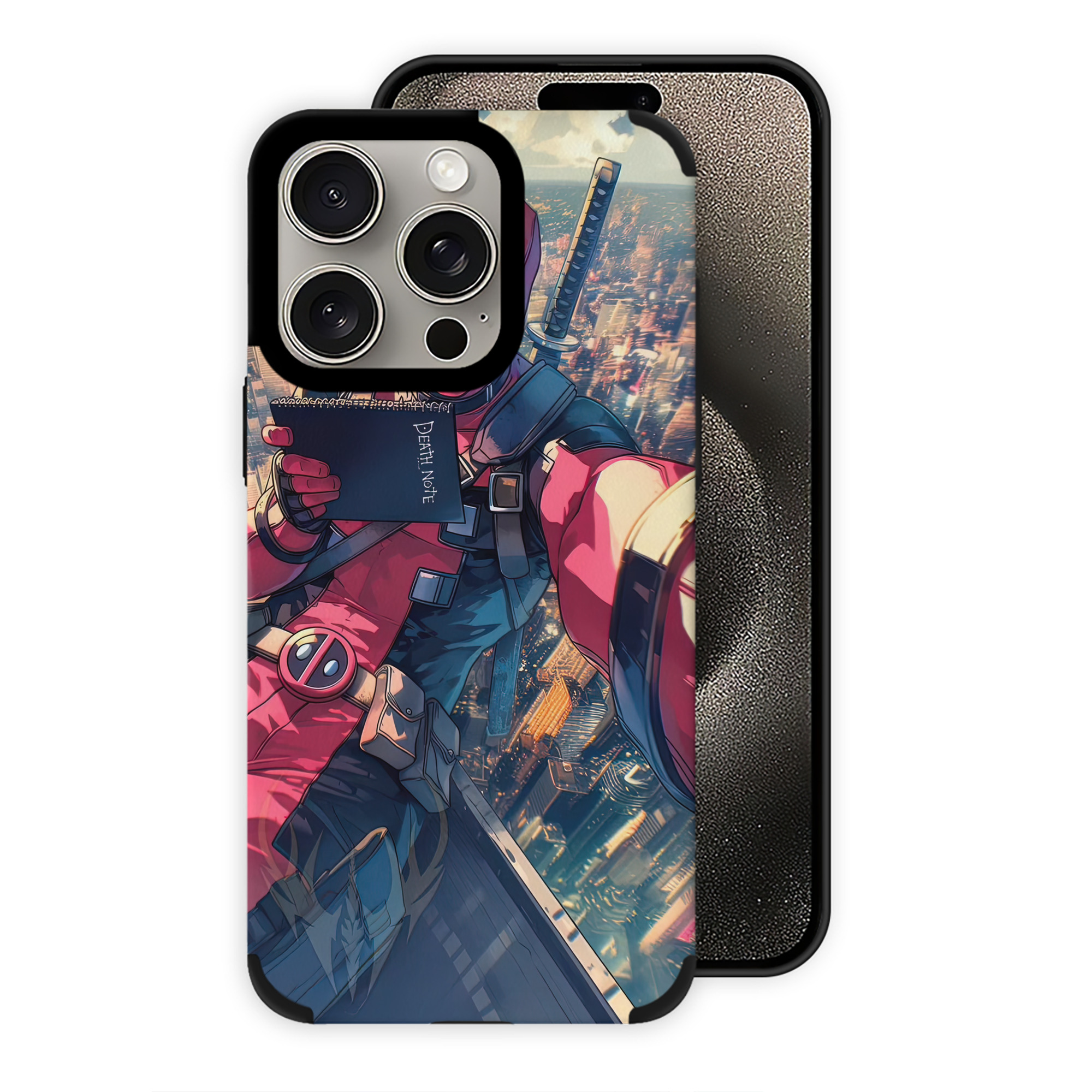 （画像用） Deadpool デッドプール 【iPhone15ProMax対応】 PUレザー スマホケース 耐衝撃＆黄変防止