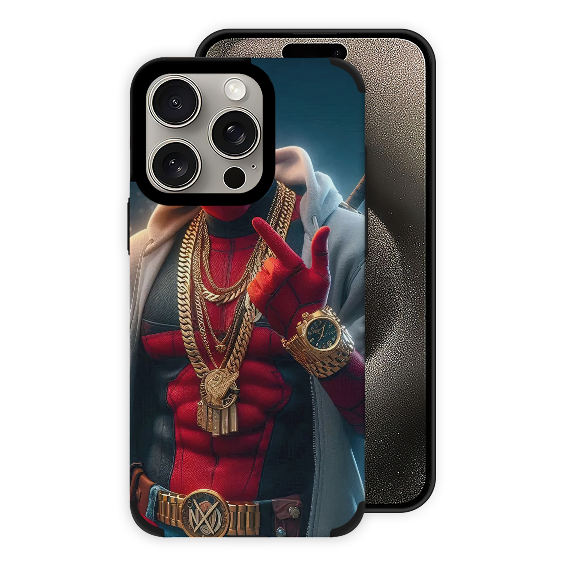 （画像用） Deadpool デッドプール 【iPhone15ProMax対応】 PUレザー スマホケース 耐衝撃＆黄変防止