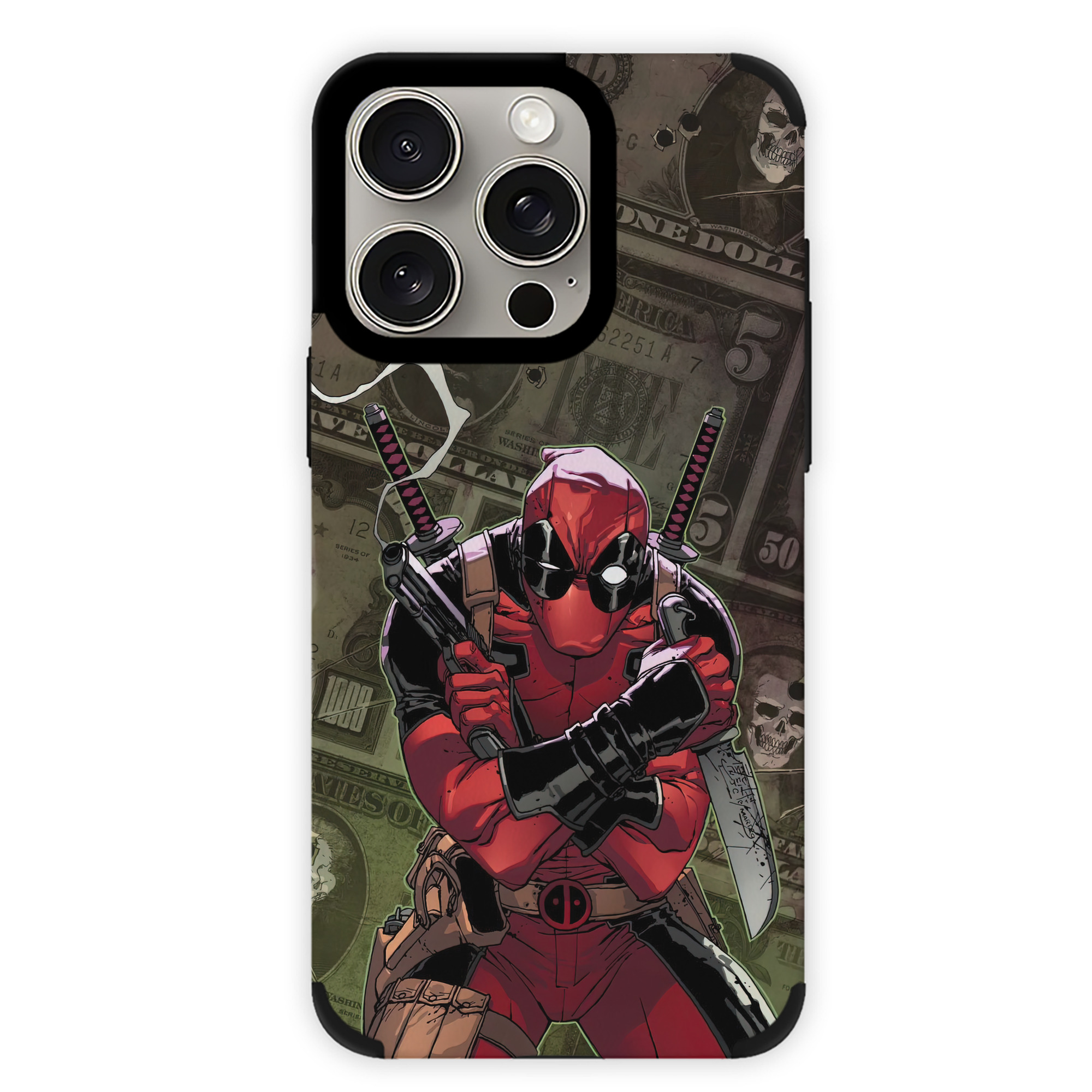 （画像用） Deadpool デッドプール 【iPhone15ProMax対応】 PUレザー スマホケース 耐衝撃＆黄変防止