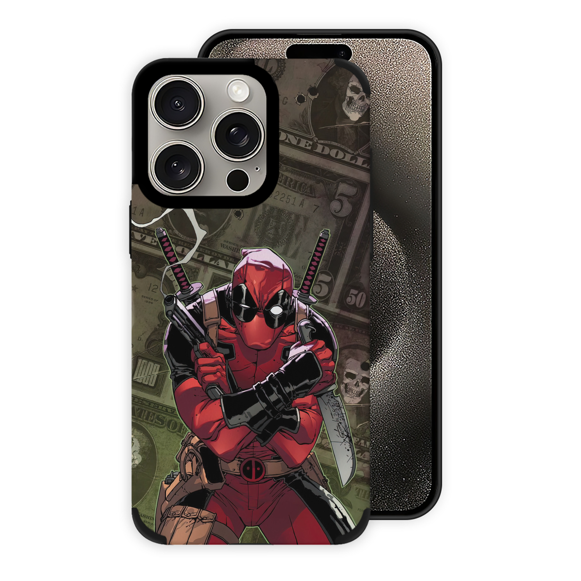 （画像用） Deadpool デッドプール 【iPhone15ProMax対応】 PUレザー スマホケース 耐衝撃＆黄変防止