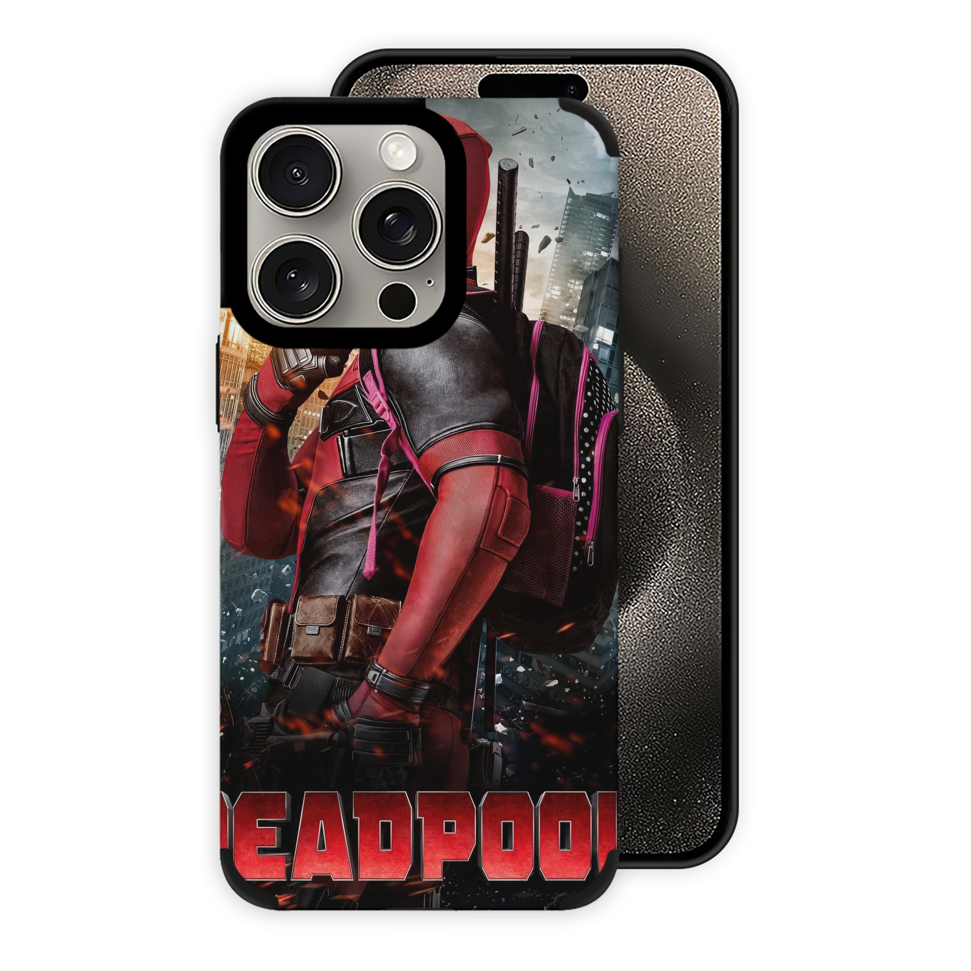 （画像用） Deadpool デッドプール 【iPhone15ProMax対応】 PUレザー スマホケース 耐衝撃＆黄変防止