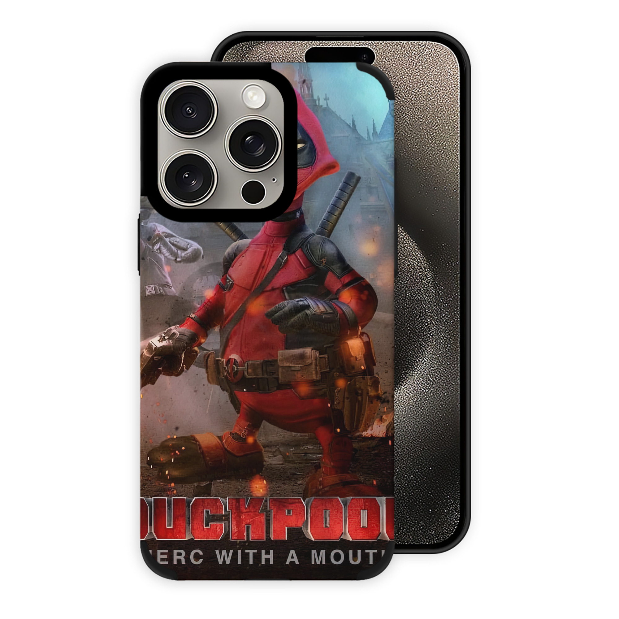 （画像用） Deadpool デッドプール 【iPhone15ProMax対応】 PUレザー スマホケース 耐衝撃＆黄変防止