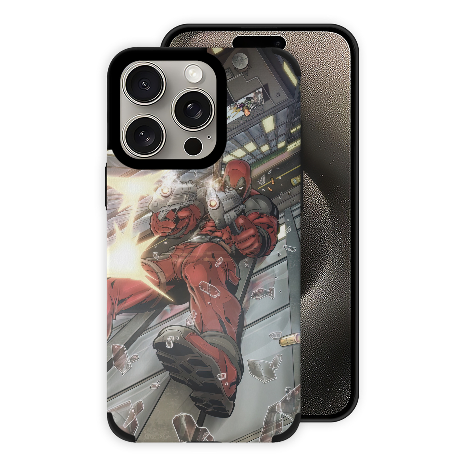 （画像用） Deadpool デッドプール 【iPhone15ProMax対応】 PUレザー スマホケース 耐衝撃＆黄変防止