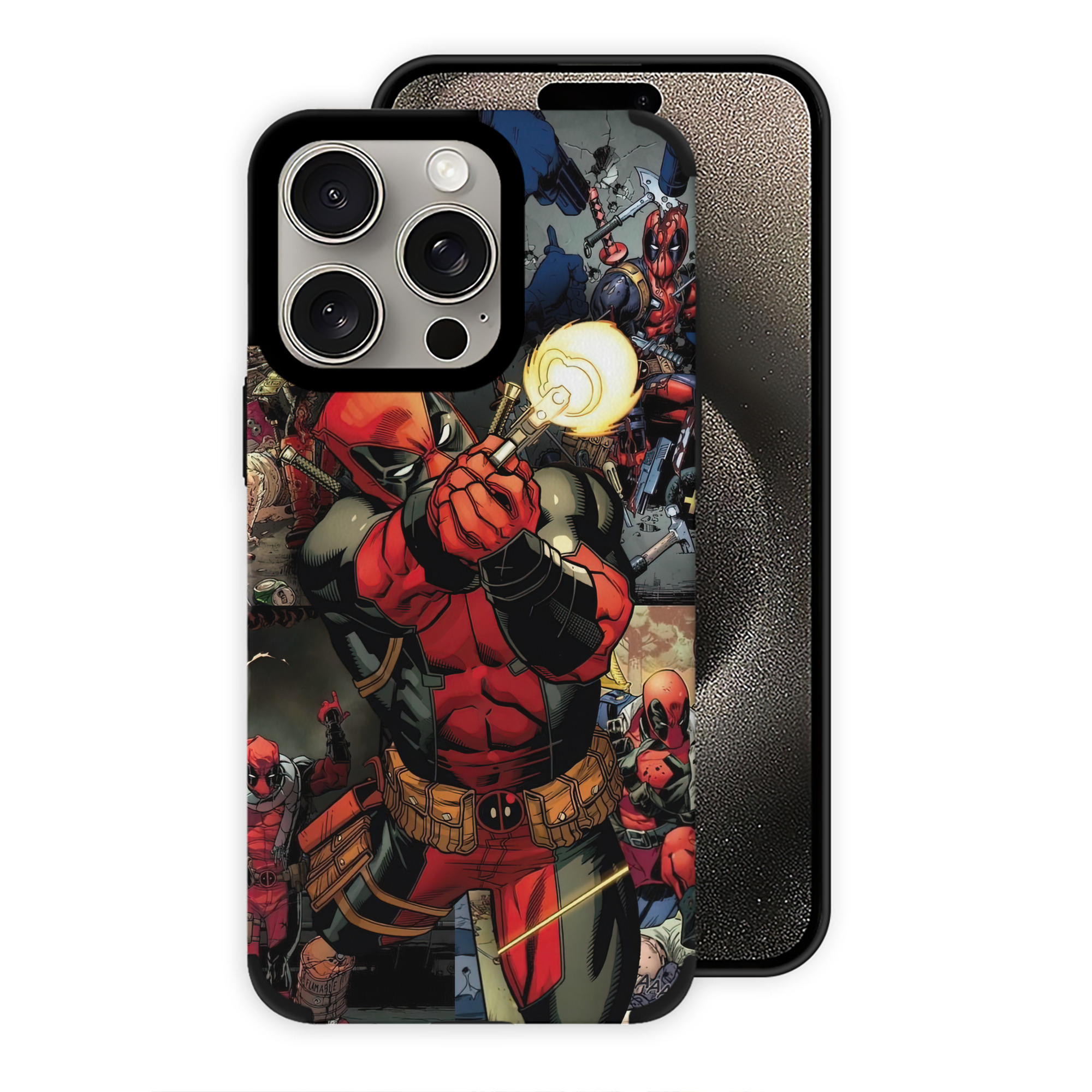 （画像用） Deadpool デッドプール 【iPhone15ProMax対応】 PUレザー スマホケース 耐衝撃＆黄変防止