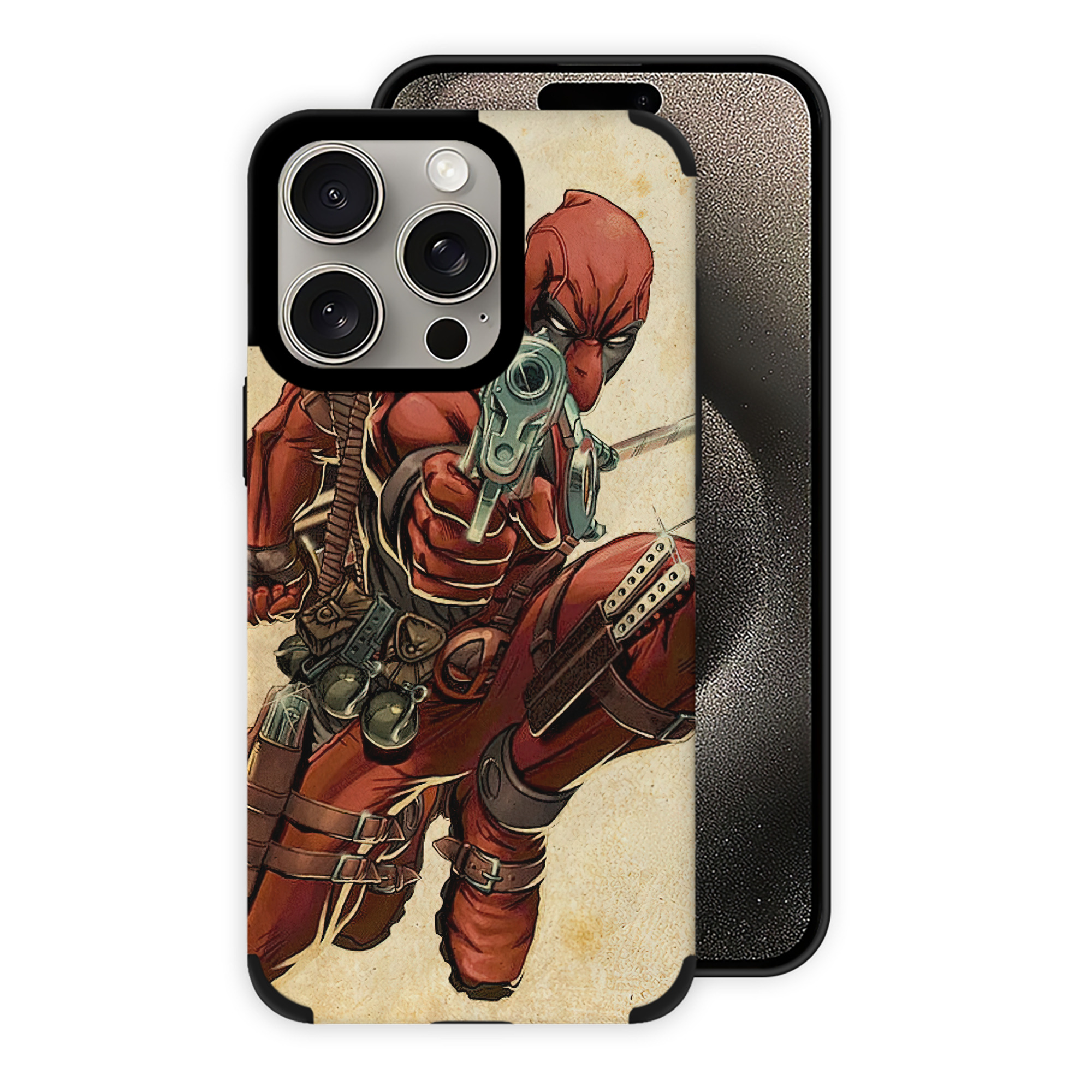 （画像用） Deadpool デッドプール 【iPhone15ProMax対応】 PUレザー スマホケース 耐衝撃＆黄変防止