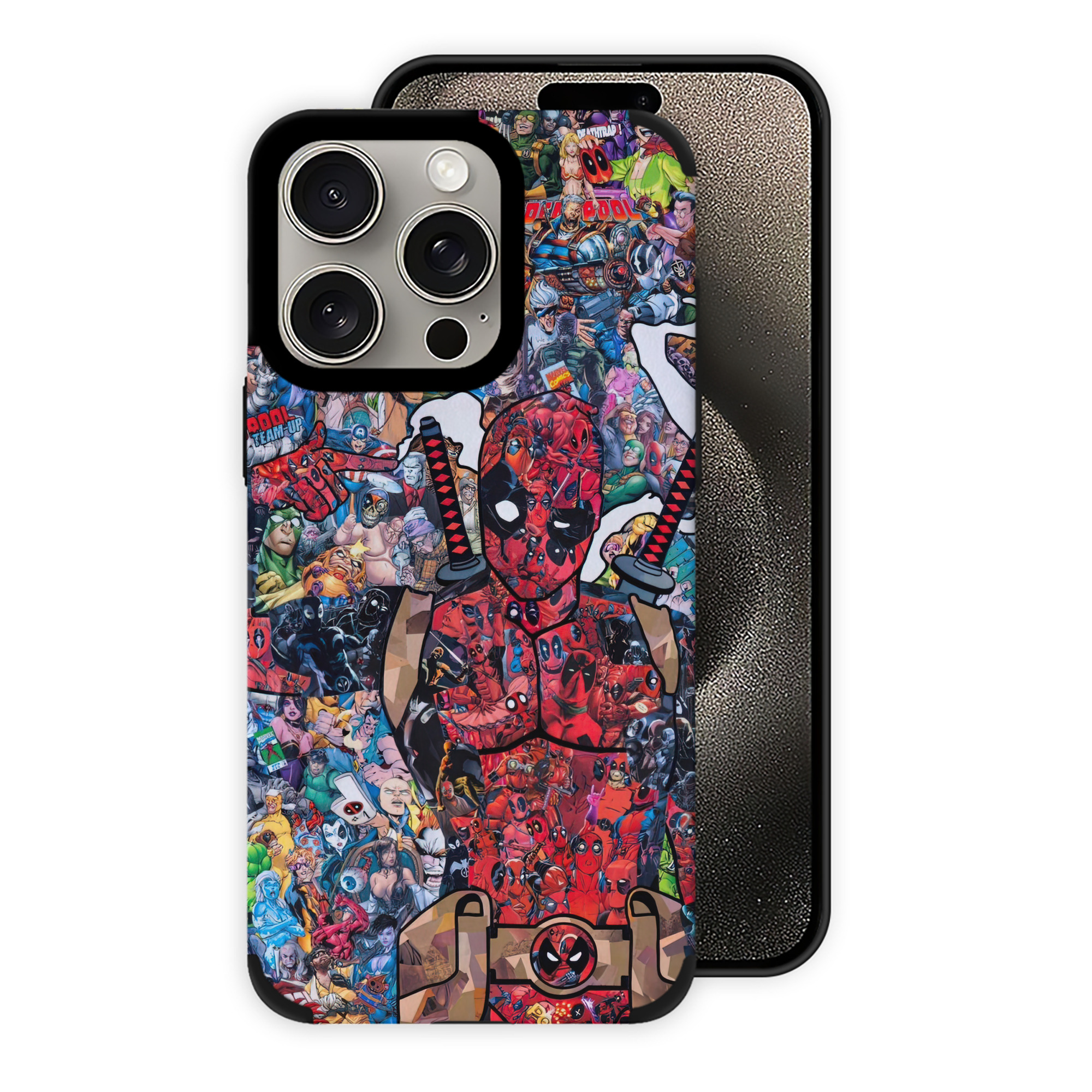 （画像用） Deadpool デッドプール 【iPhone15ProMax対応】 PUレザー スマホケース 耐衝撃＆黄変防止