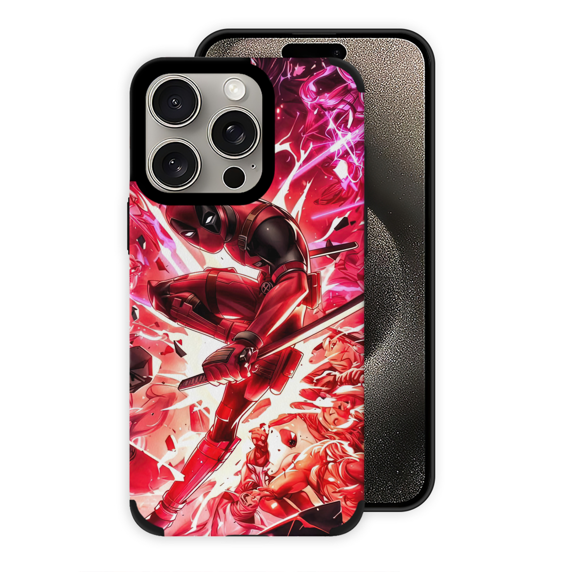 （画像用） Deadpool デッドプール 【iPhone15ProMax対応】 PUレザー スマホケース 耐衝撃＆黄変防止