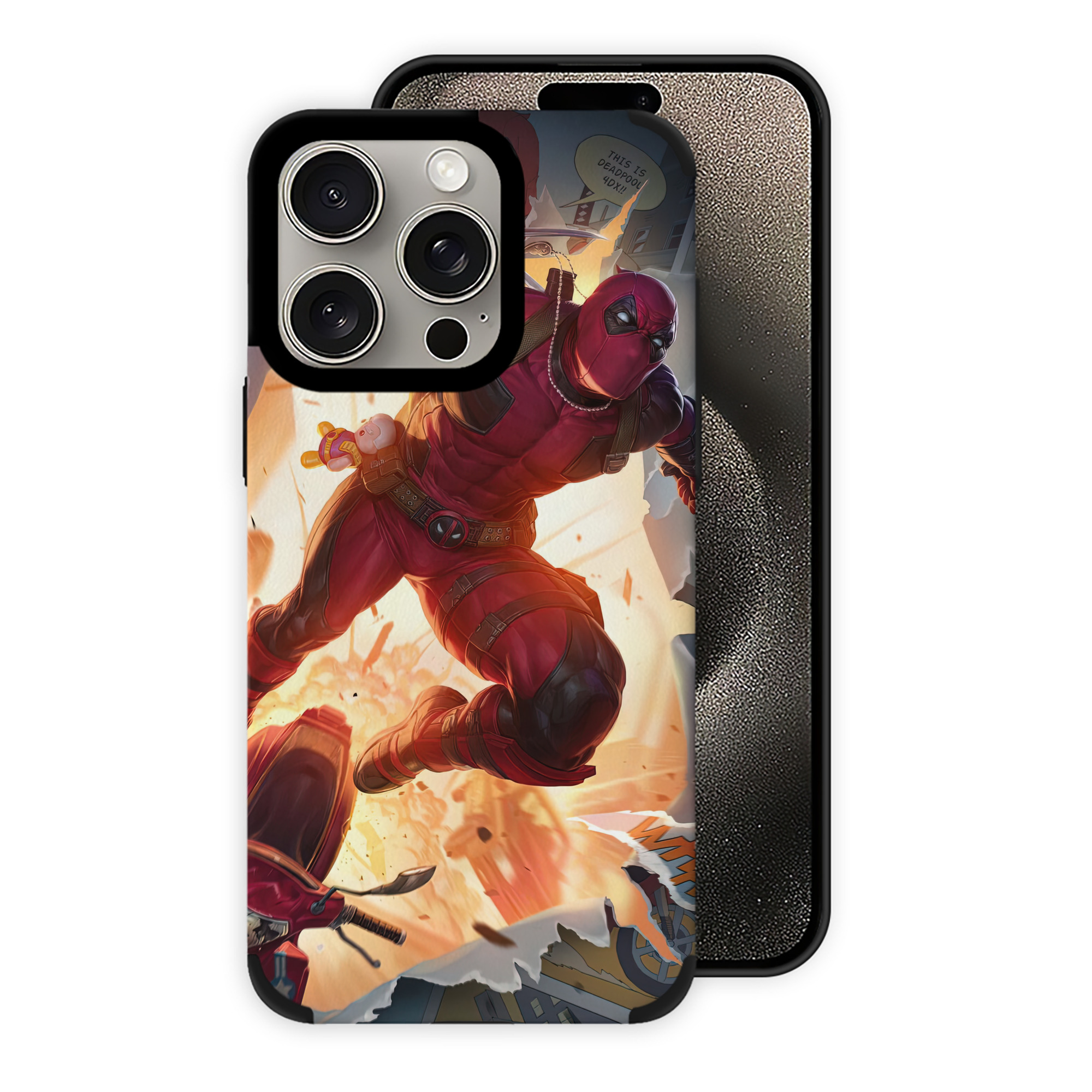 （画像用） Deadpool デッドプール 【iPhone15ProMax対応】 PUレザー スマホケース 耐衝撃＆黄変防止