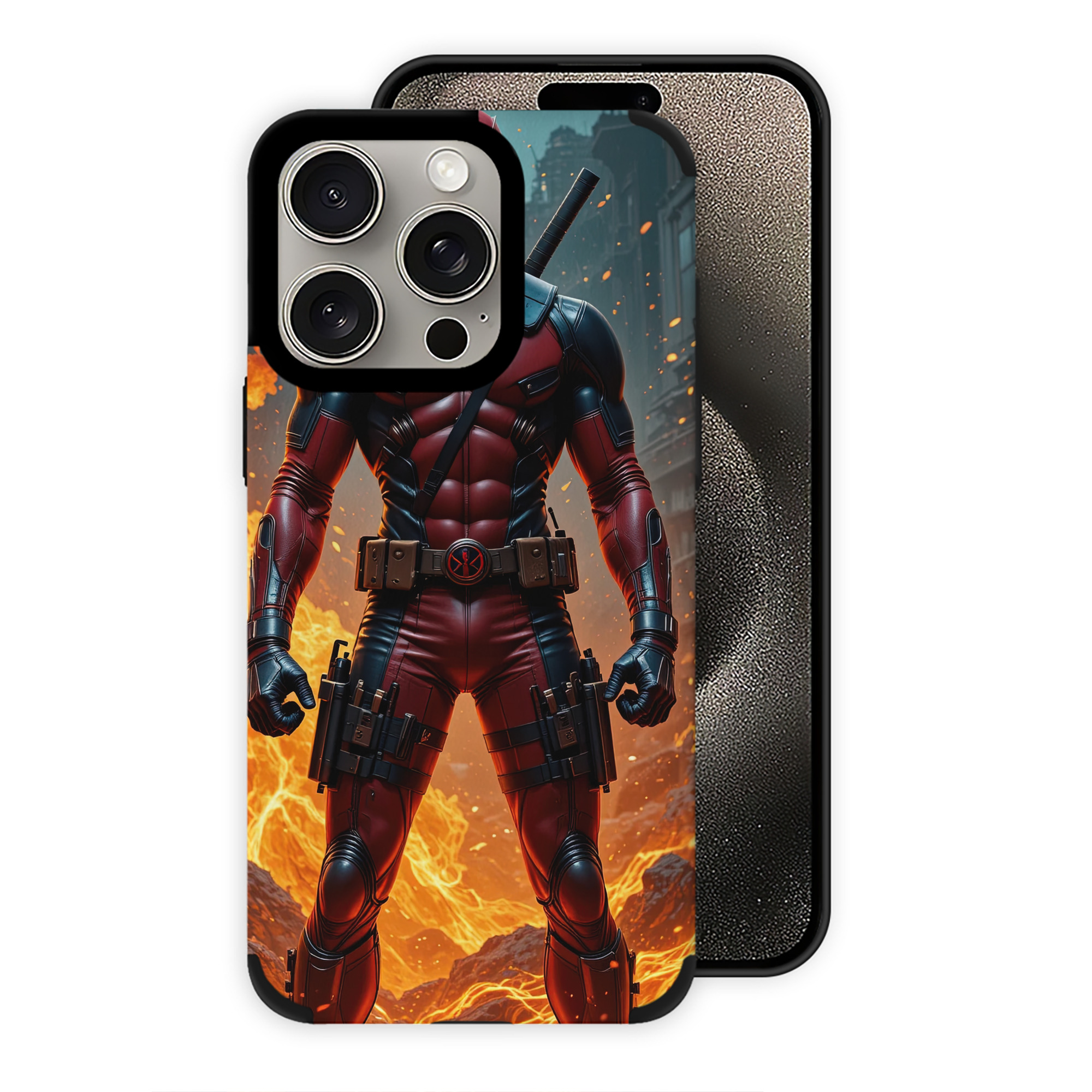（画像用） Deadpool デッドプール 【iPhone15ProMax対応】 PUレザー スマホケース 耐衝撃＆黄変防止
