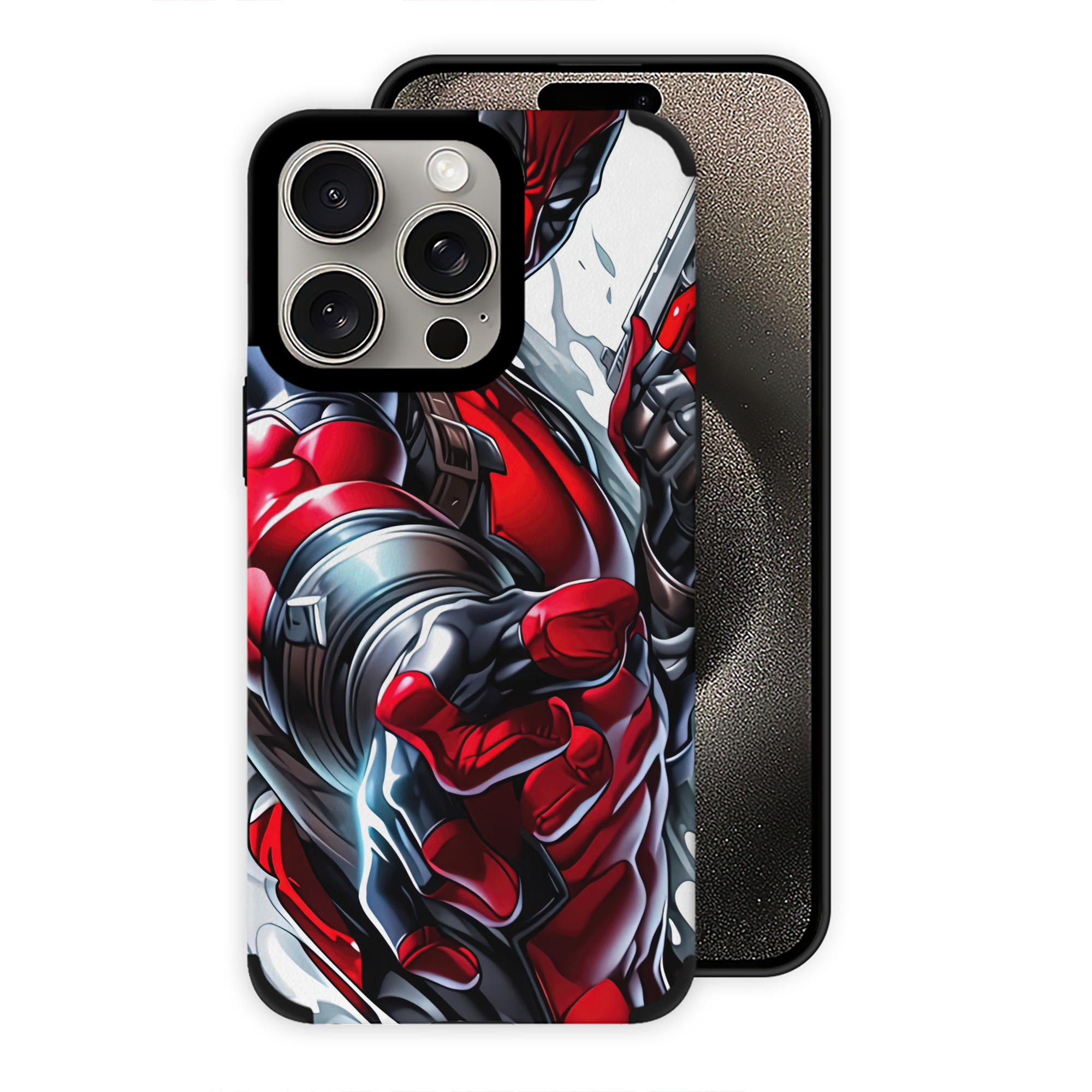（画像用） Deadpool デッドプール 【iPhone15ProMax対応】 PUレザー スマホケース 耐衝撃＆黄変防止