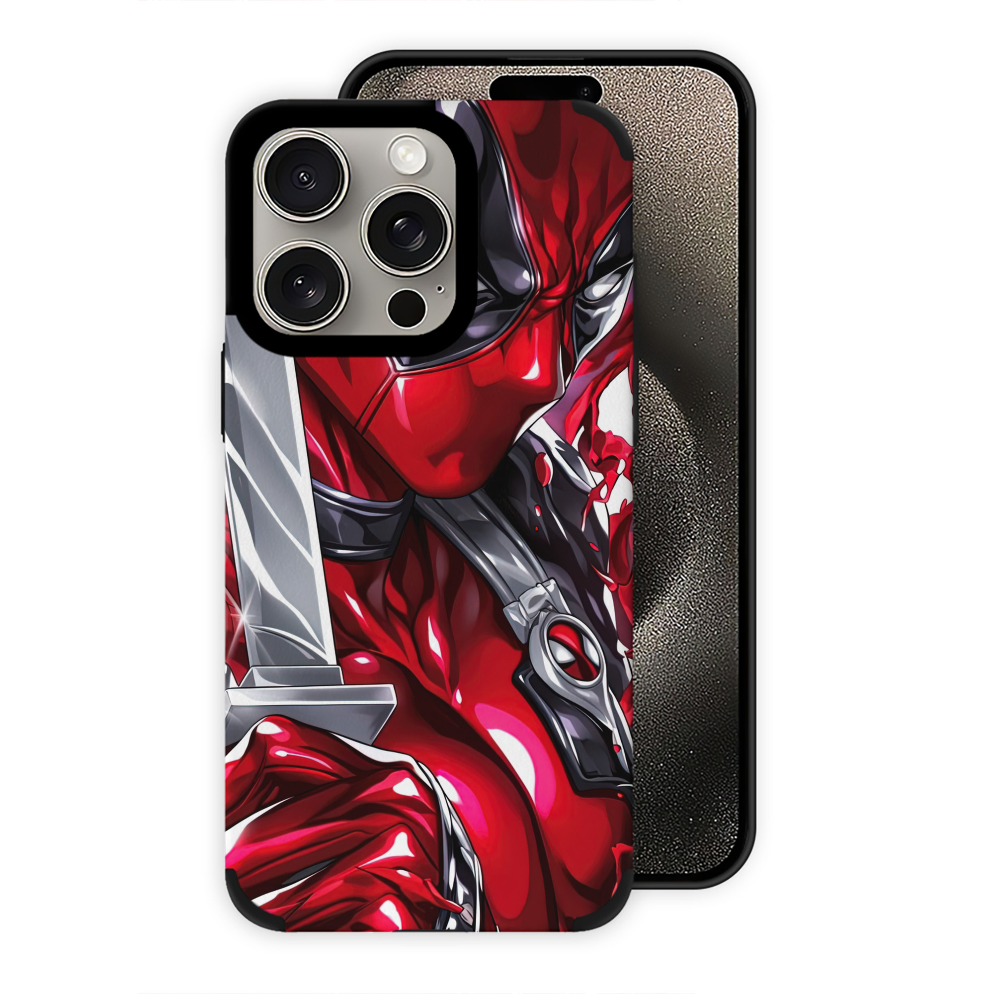 （画像用） Deadpool デッドプール 【iPhone15ProMax対応】 PUレザー スマホケース 耐衝撃＆黄変防止