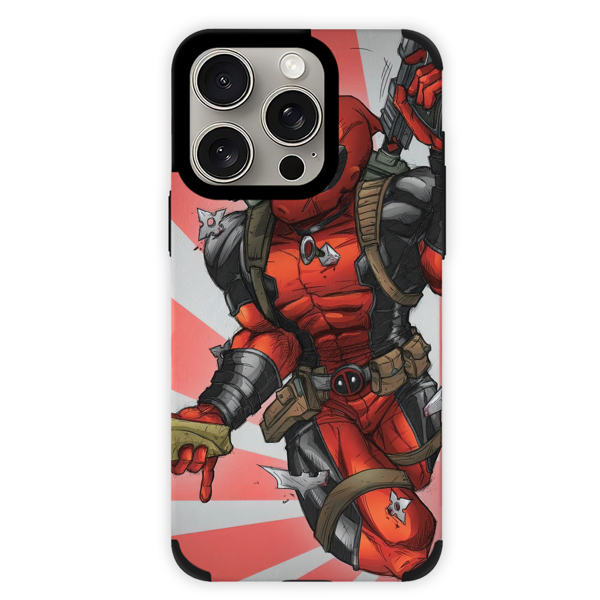 （画像用） Deadpool デッドプール 【iPhone15ProMax対応】 PUレザー スマホケース 耐衝撃＆黄変防止