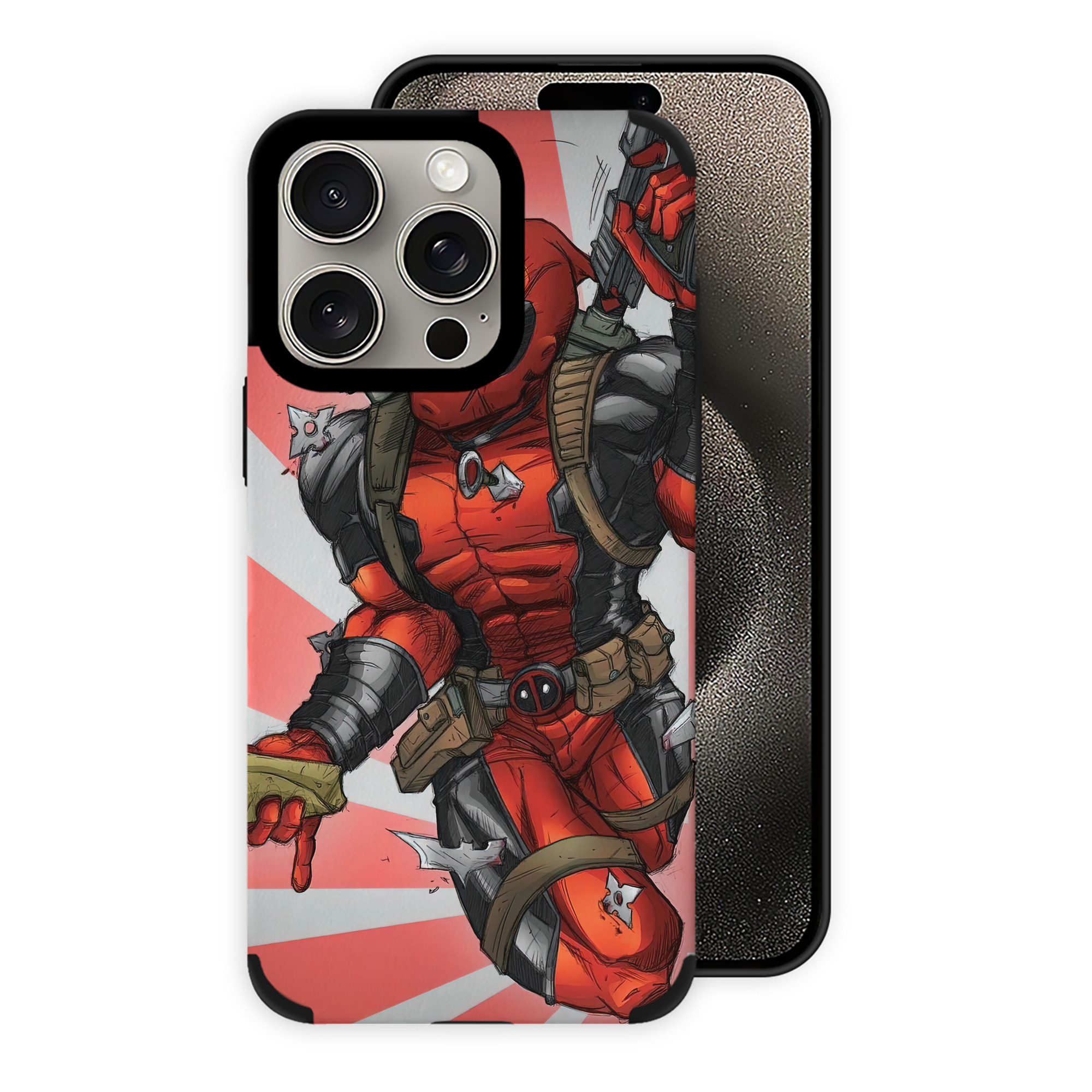 （画像用） Deadpool デッドプール 【iPhone15ProMax対応】 PUレザー スマホケース 耐衝撃＆黄変防止