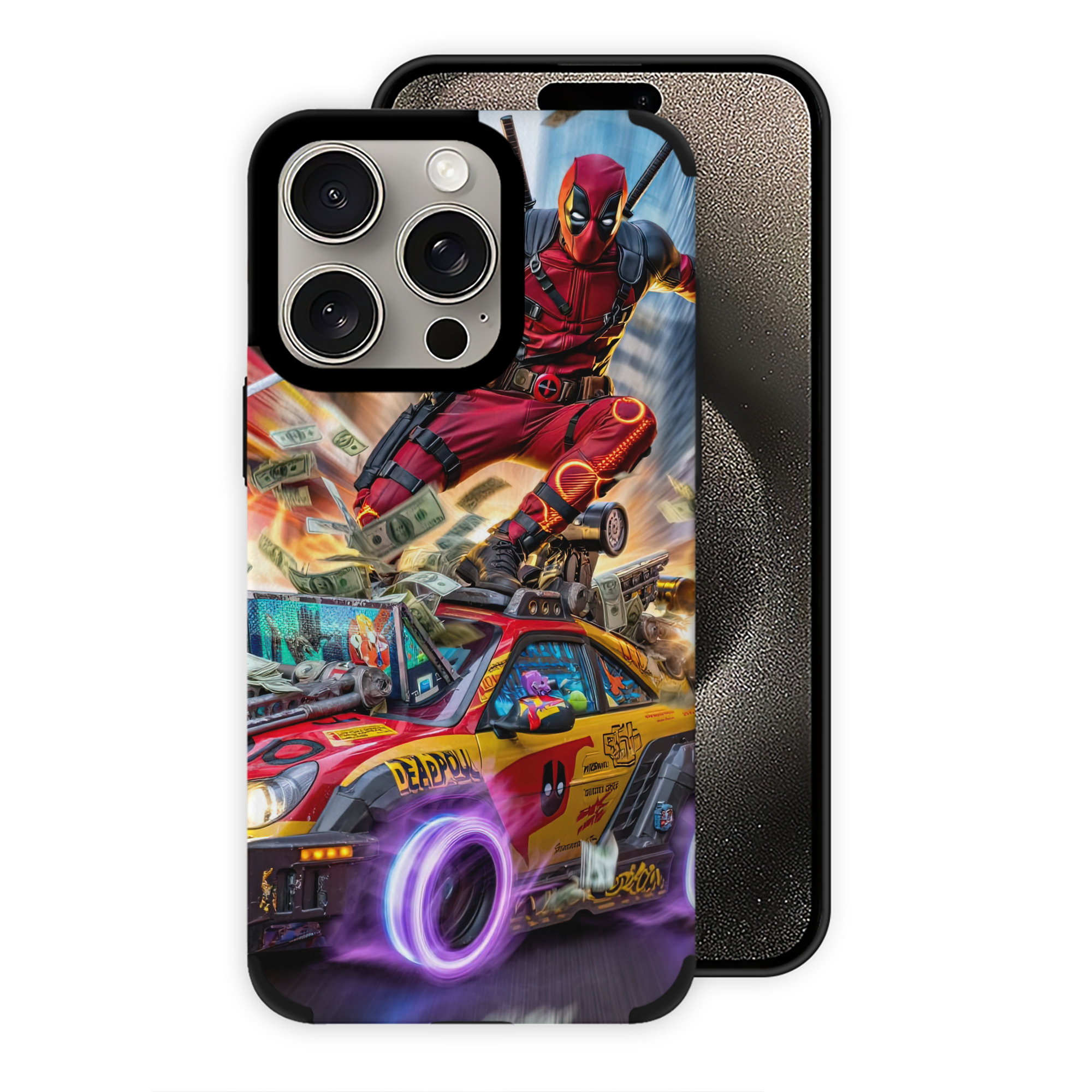 （画像用） Deadpool デッドプール 【iPhone15ProMax対応】 PUレザー スマホケース 耐衝撃＆黄変防止