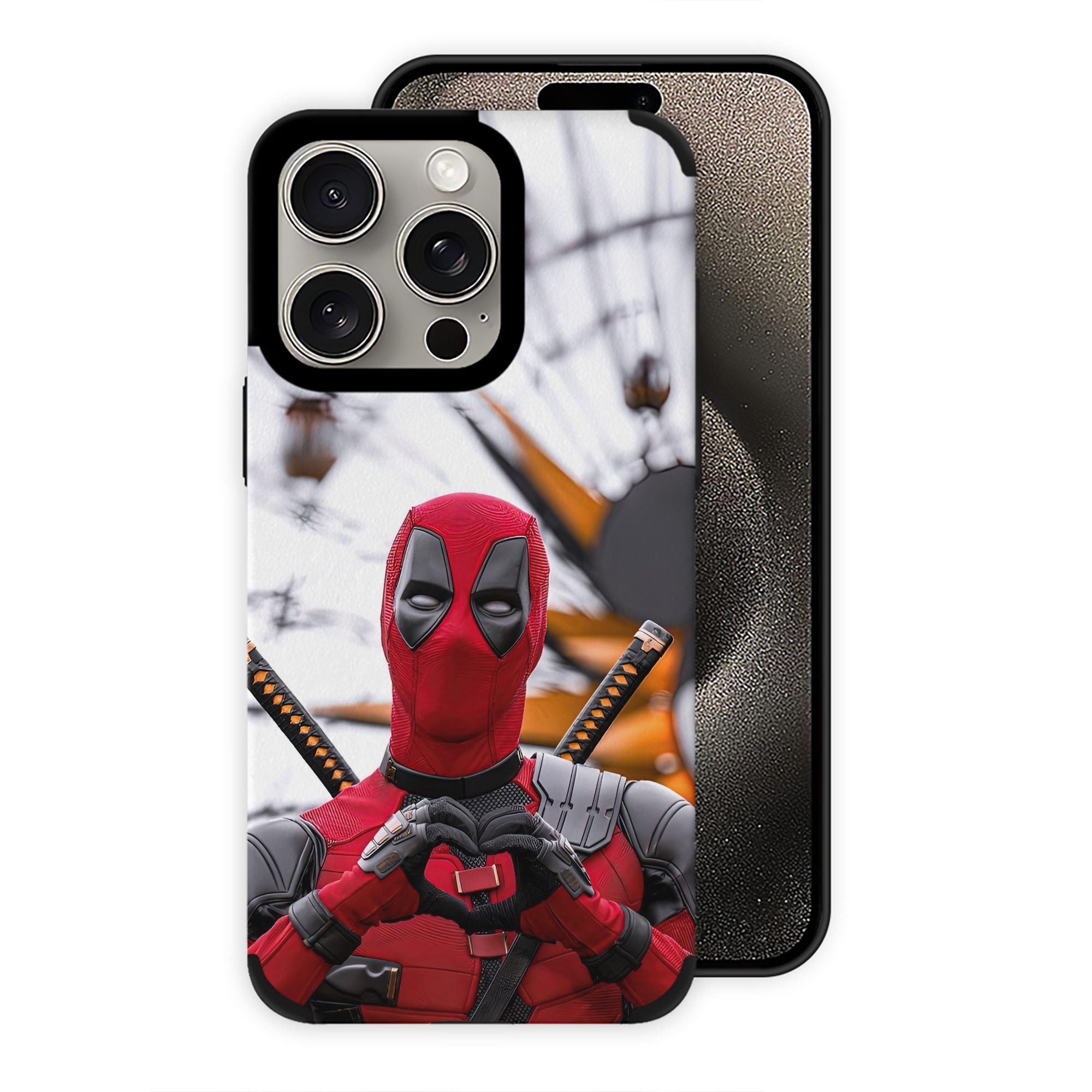 （画像用） Deadpool デッドプール 【iPhone15ProMax対応】 PUレザー スマホケース 耐衝撃＆黄変防止