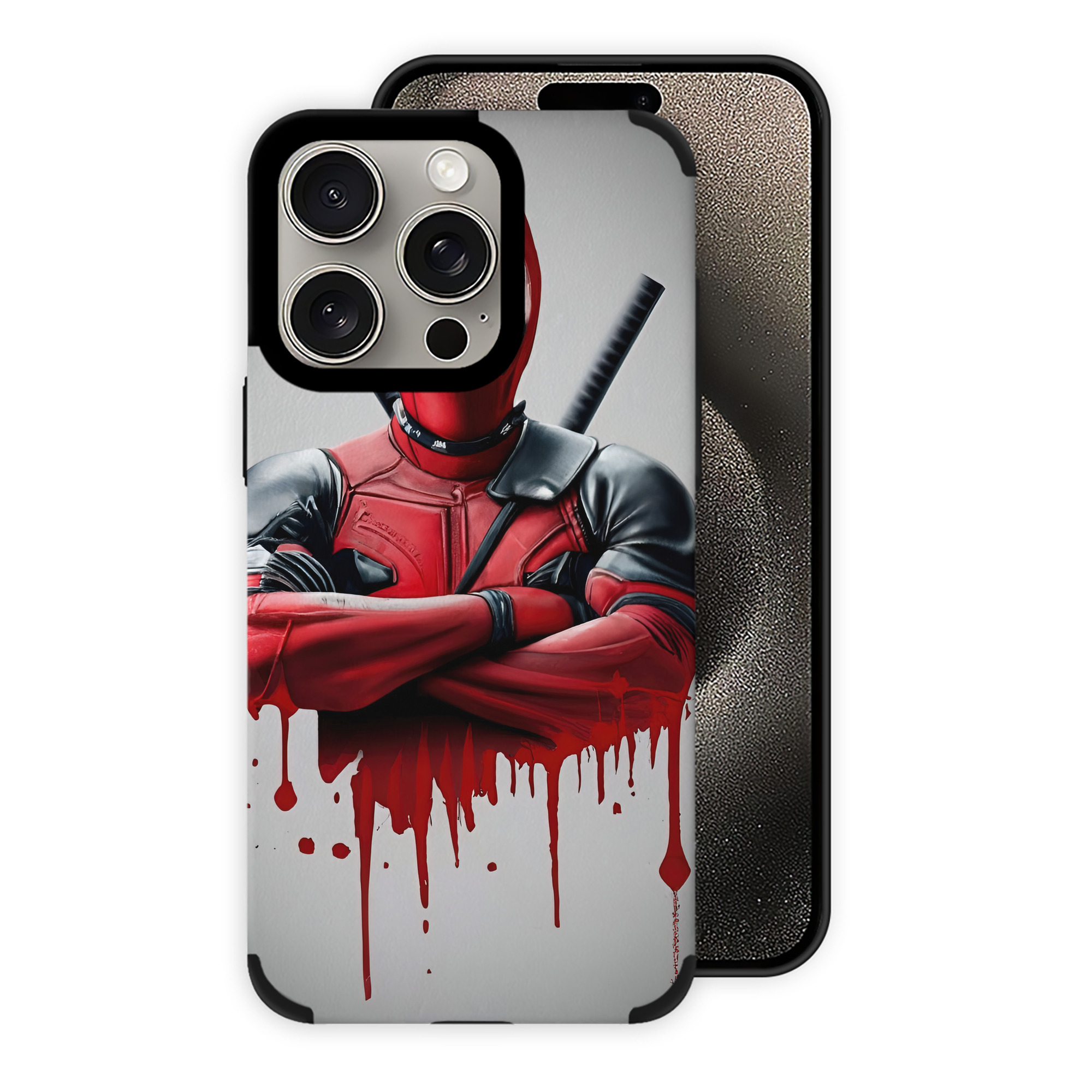（画像用） Deadpool デッドプール 【iPhone15ProMax対応】 PUレザー スマホケース 耐衝撃＆黄変防止