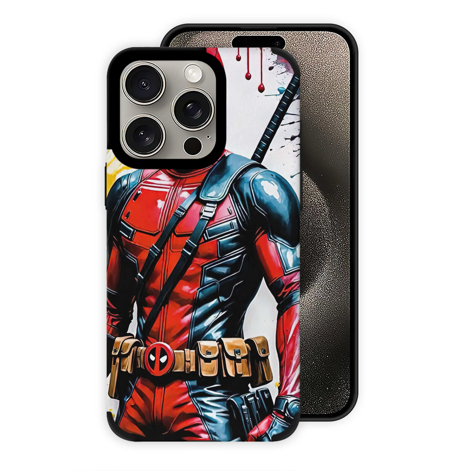 （画像用） Deadpool デッドプール 【iPhone15ProMax対応】 PUレザー スマホケース 耐衝撃＆黄変防止