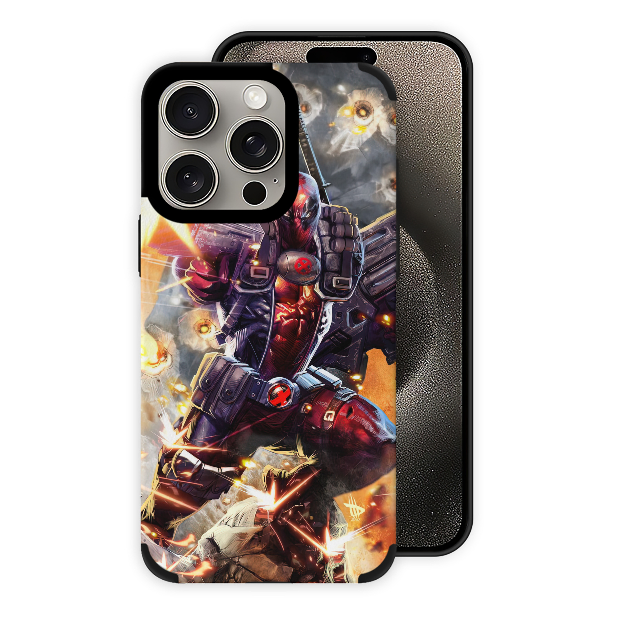 （画像用） Deadpool デッドプール 【iPhone15ProMax対応】 PUレザー スマホケース 耐衝撃＆黄変防止