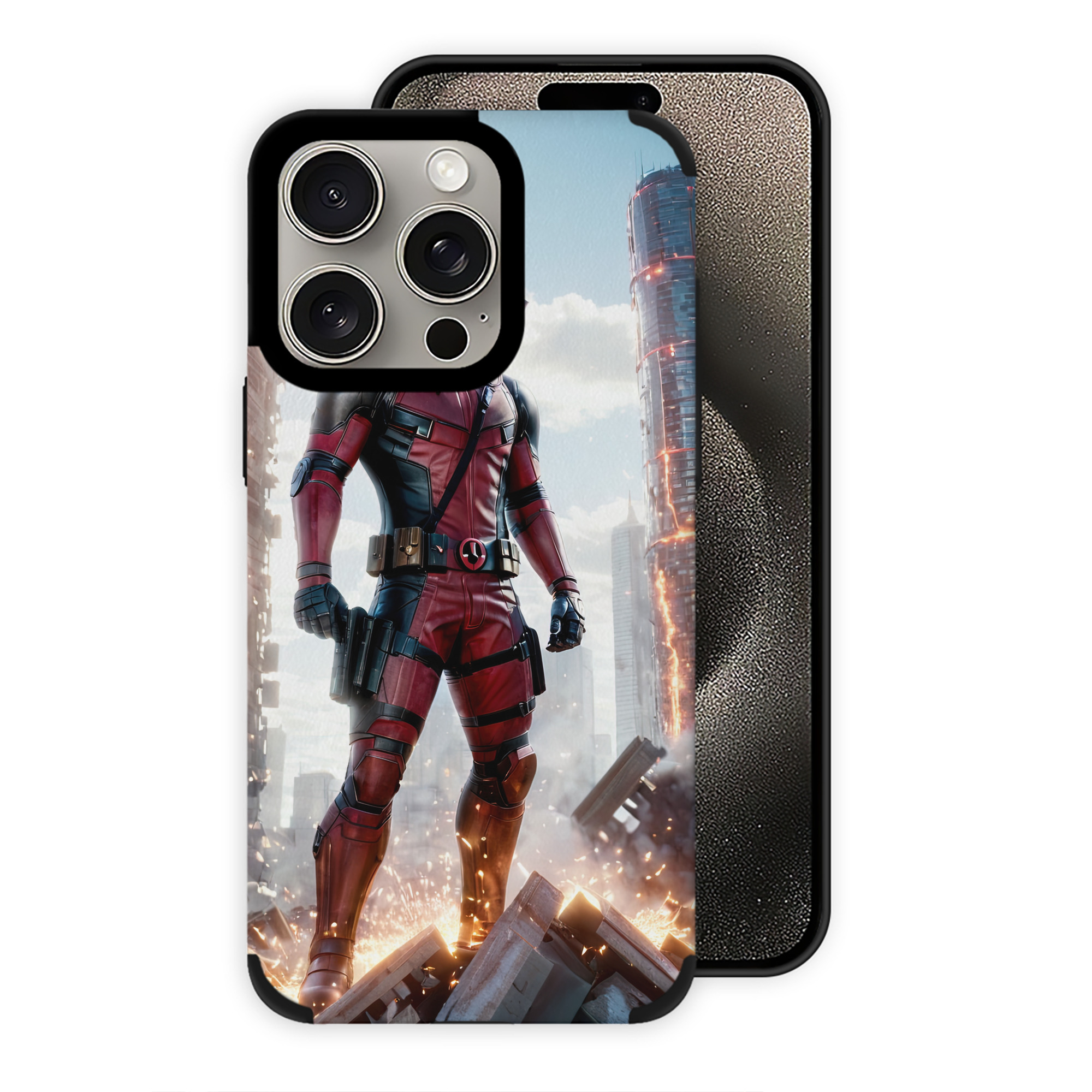 （画像用） Deadpool デッドプール 【iPhone15ProMax対応】 PUレザー スマホケース 耐衝撃＆黄変防止