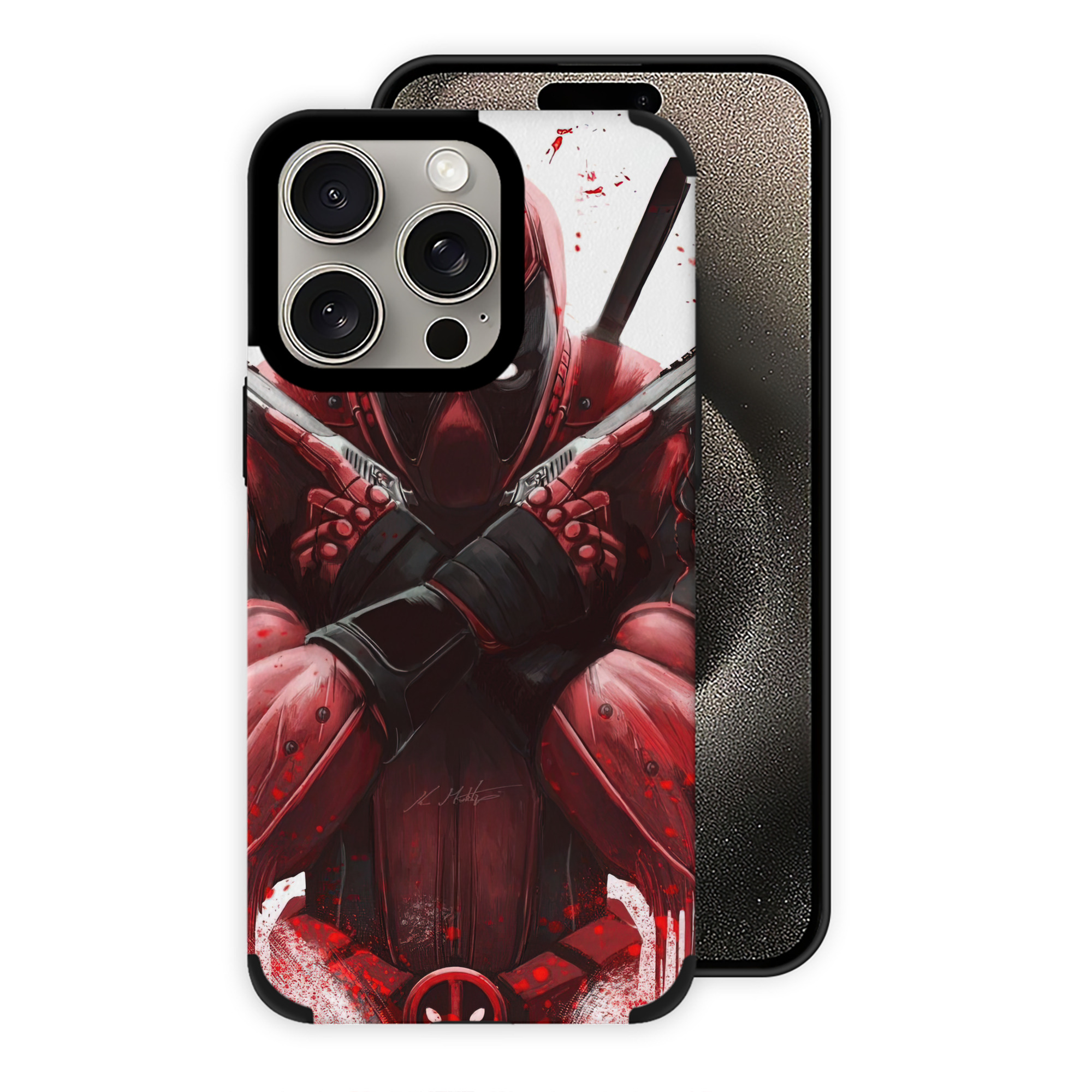 （画像用） Deadpool デッドプール 【iPhone15ProMax対応】 PUレザー スマホケース 耐衝撃＆黄変防止