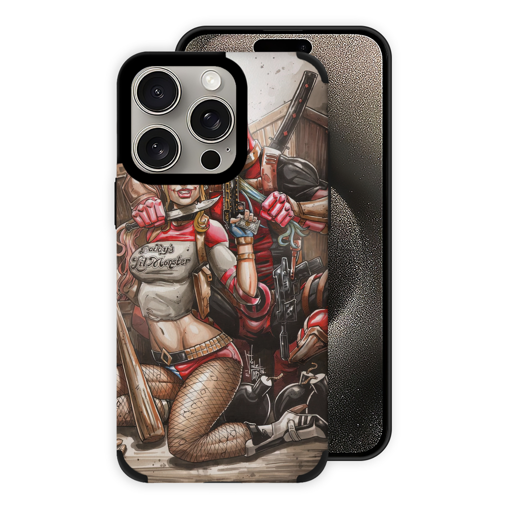 （画像用） Deadpool デッドプール 【iPhone15ProMax対応】 PUレザー スマホケース 耐衝撃＆黄変防止