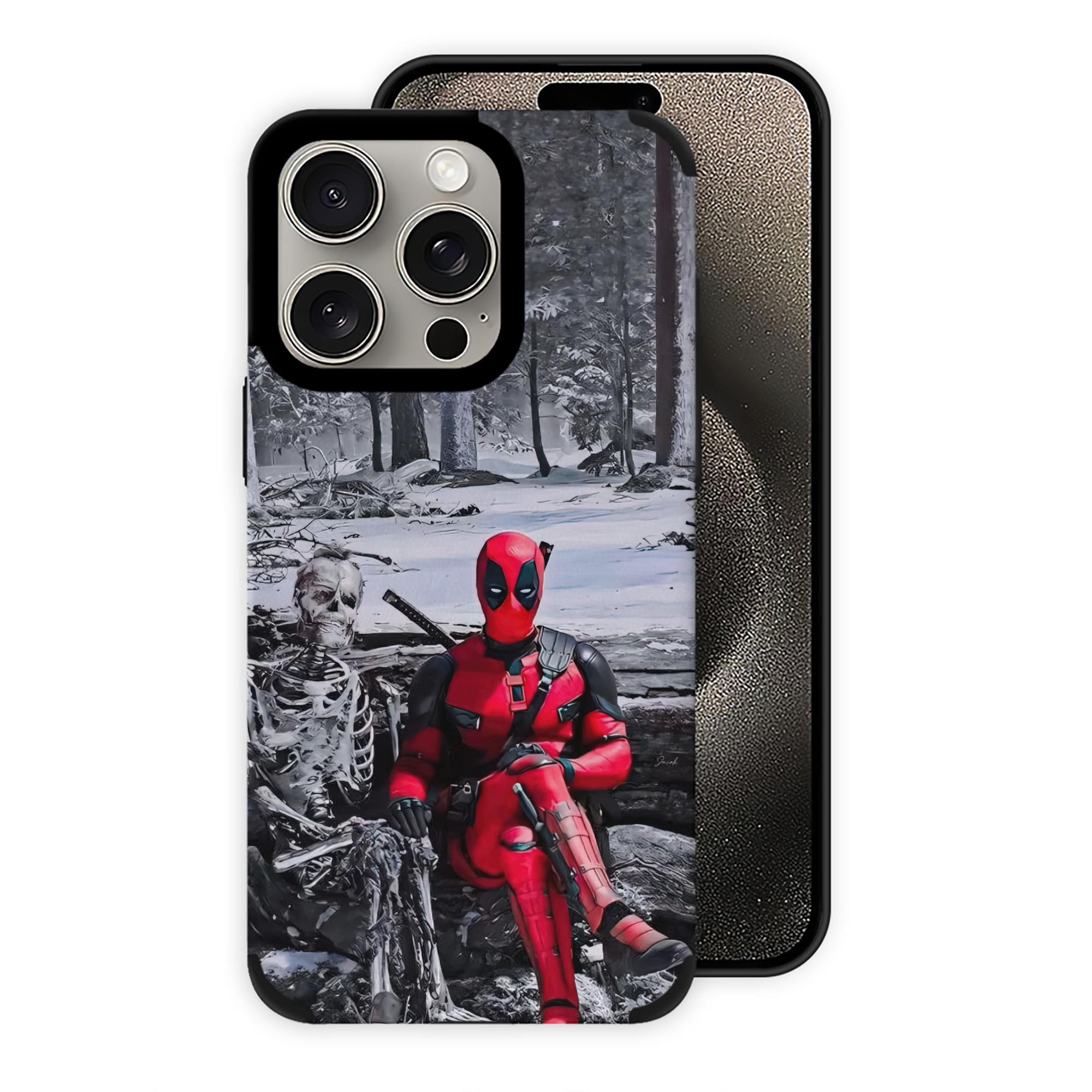 （画像用） Deadpool デッドプール 【iPhone15ProMax対応】 PUレザー スマホケース 耐衝撃＆黄変防止