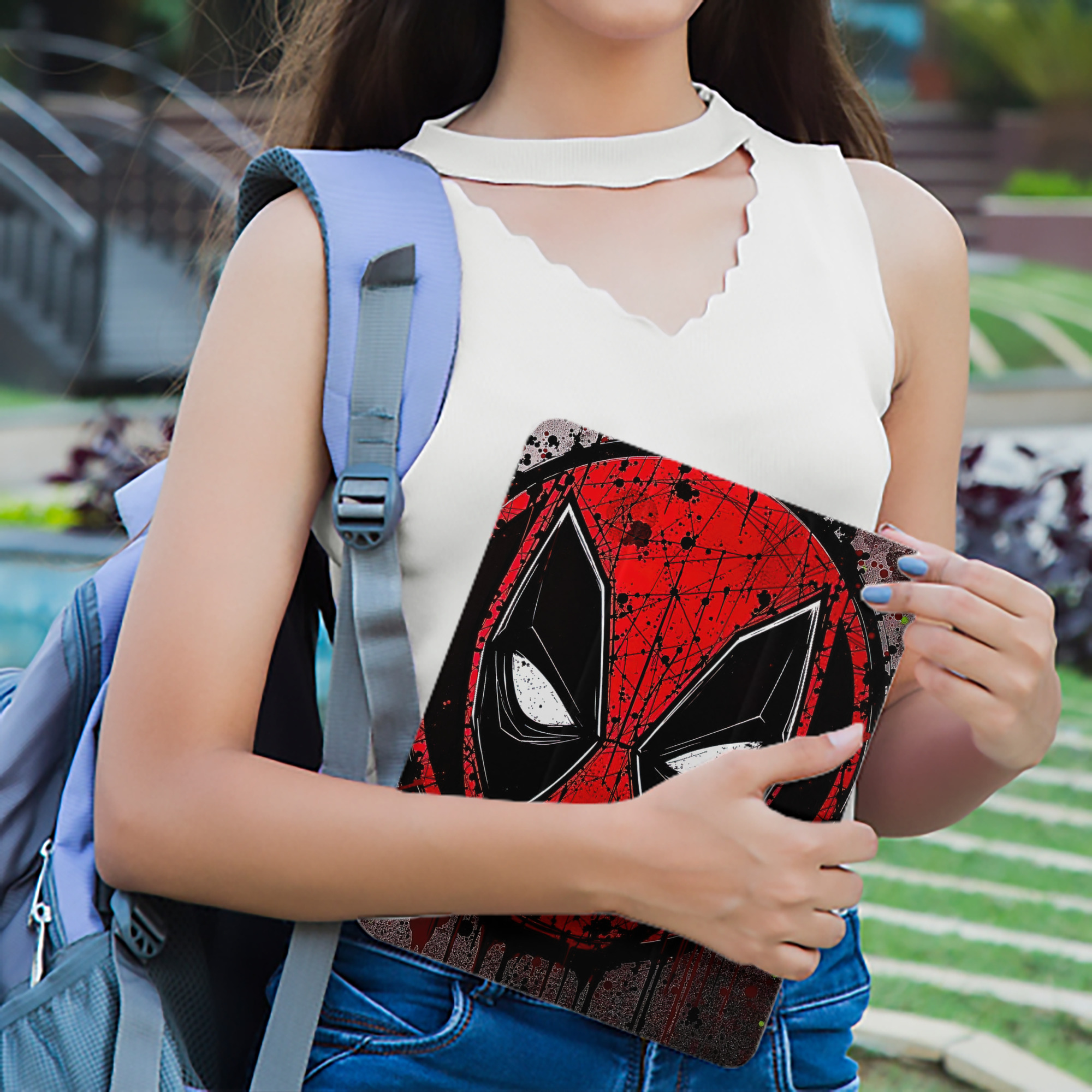 Deadpool デッドプール IPad ケース ペン収納付き 三つ折りスタンド PUレザー×シリコン 対応機種9.5/10.5/10.9インチ