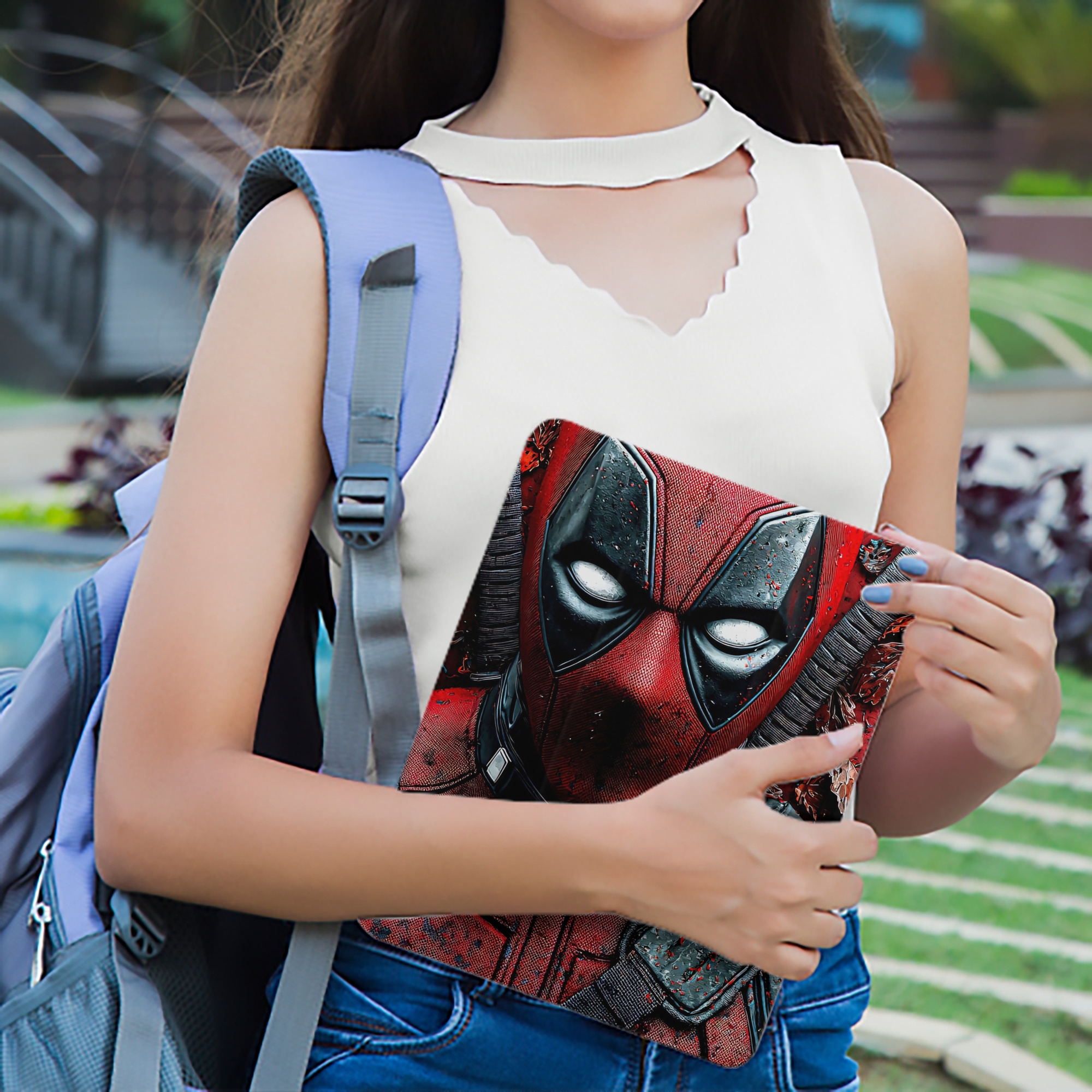 Deadpool デッドプール IPad ケース ペン収納付き 三つ折りスタンド PUレザー×シリコン 対応機種9.5/10.5/10.9インチ