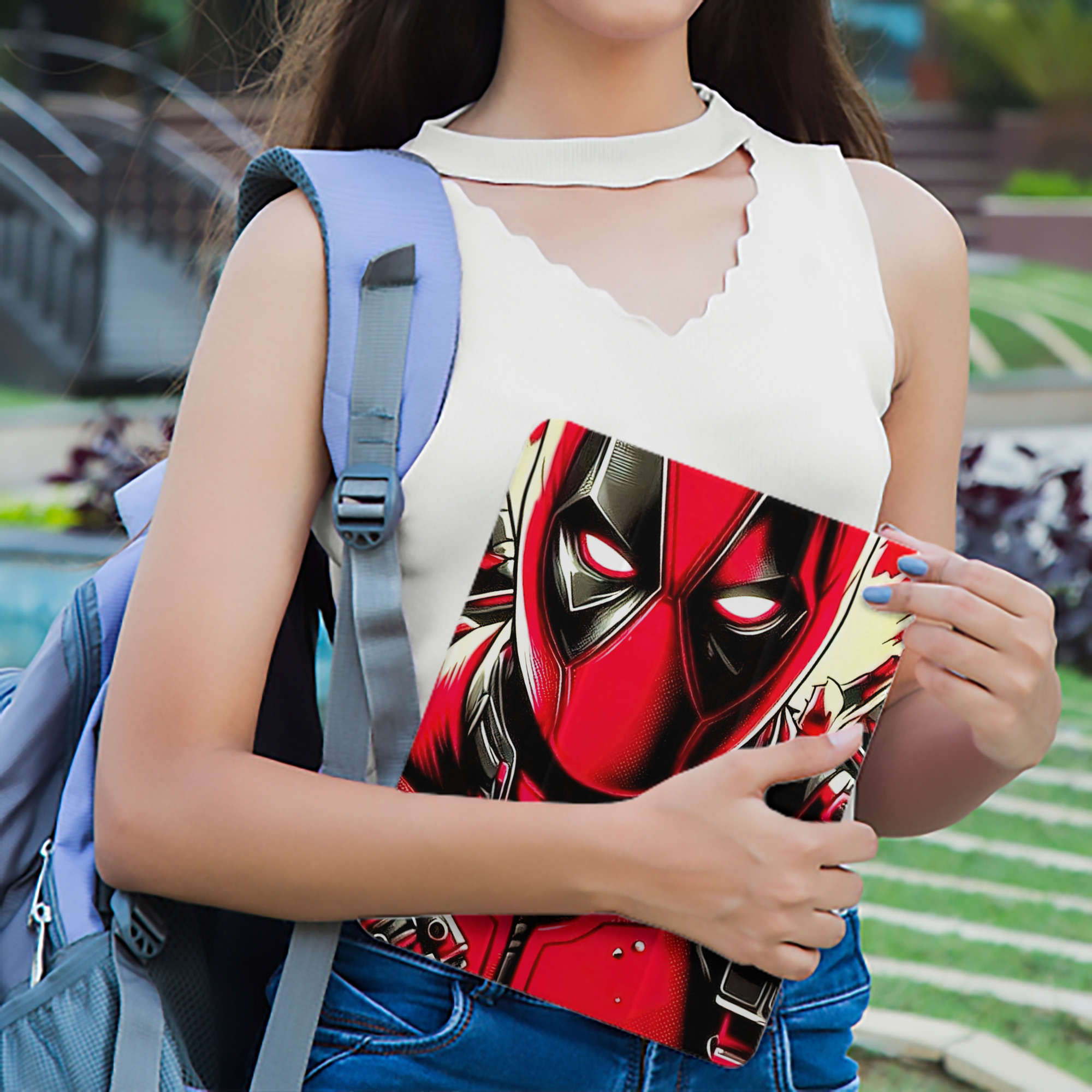 Deadpool デッドプール IPad ケース ペン収納付き 三つ折りスタンド PUレザー×シリコン 対応機種9.5/10.5/10.9インチ