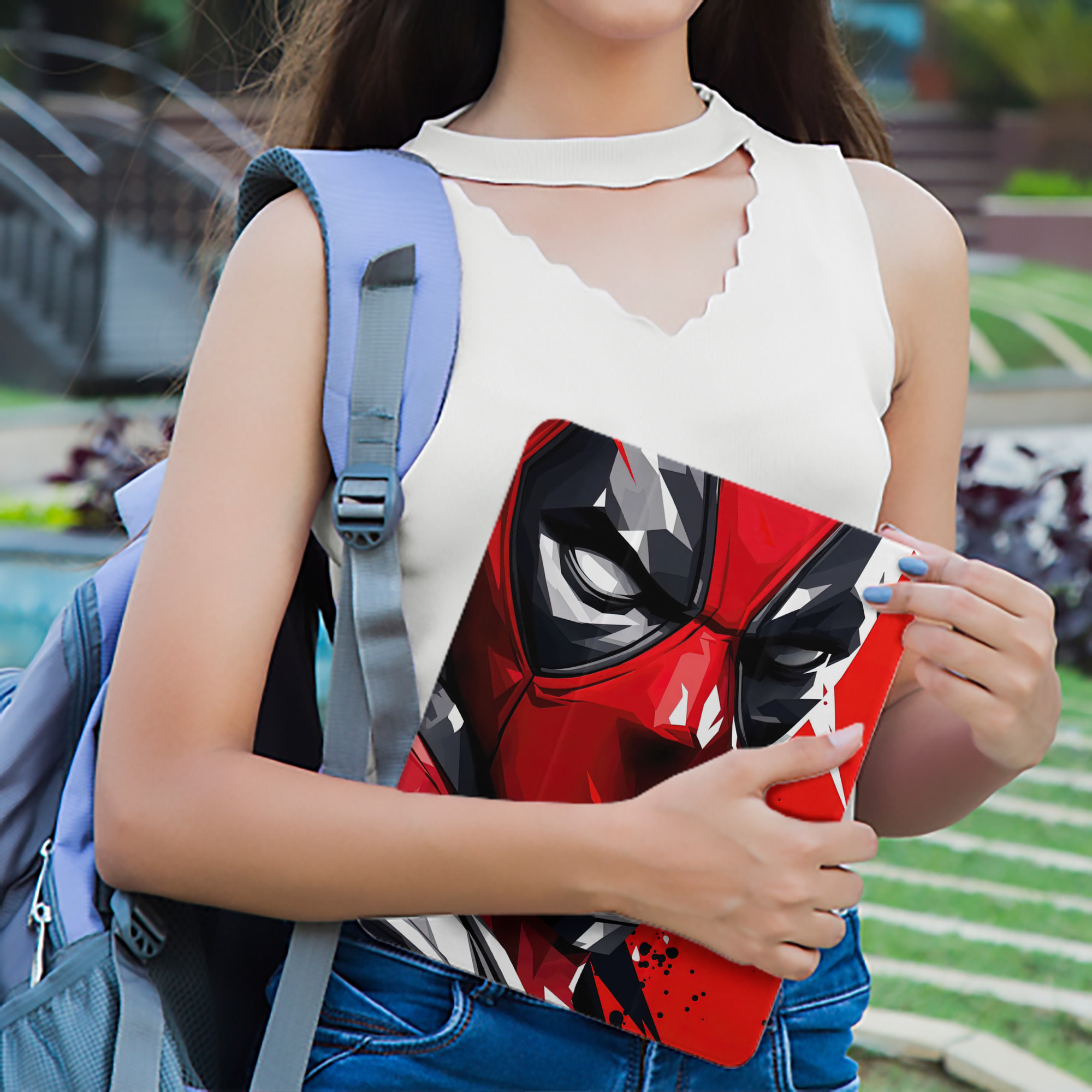Deadpool デッドプール IPad ケース ペン収納付き 三つ折りスタンド PUレザー×シリコン 対応機種9.5/10.5/10.9インチ