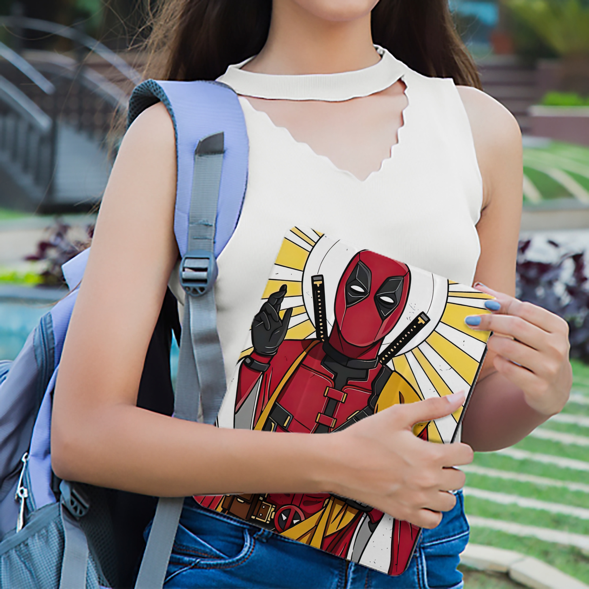 Deadpool デッドプール IPad ケース ペン収納付き 三つ折りスタンド PUレザー×シリコン 対応機種9.5/10.5/10.9インチ