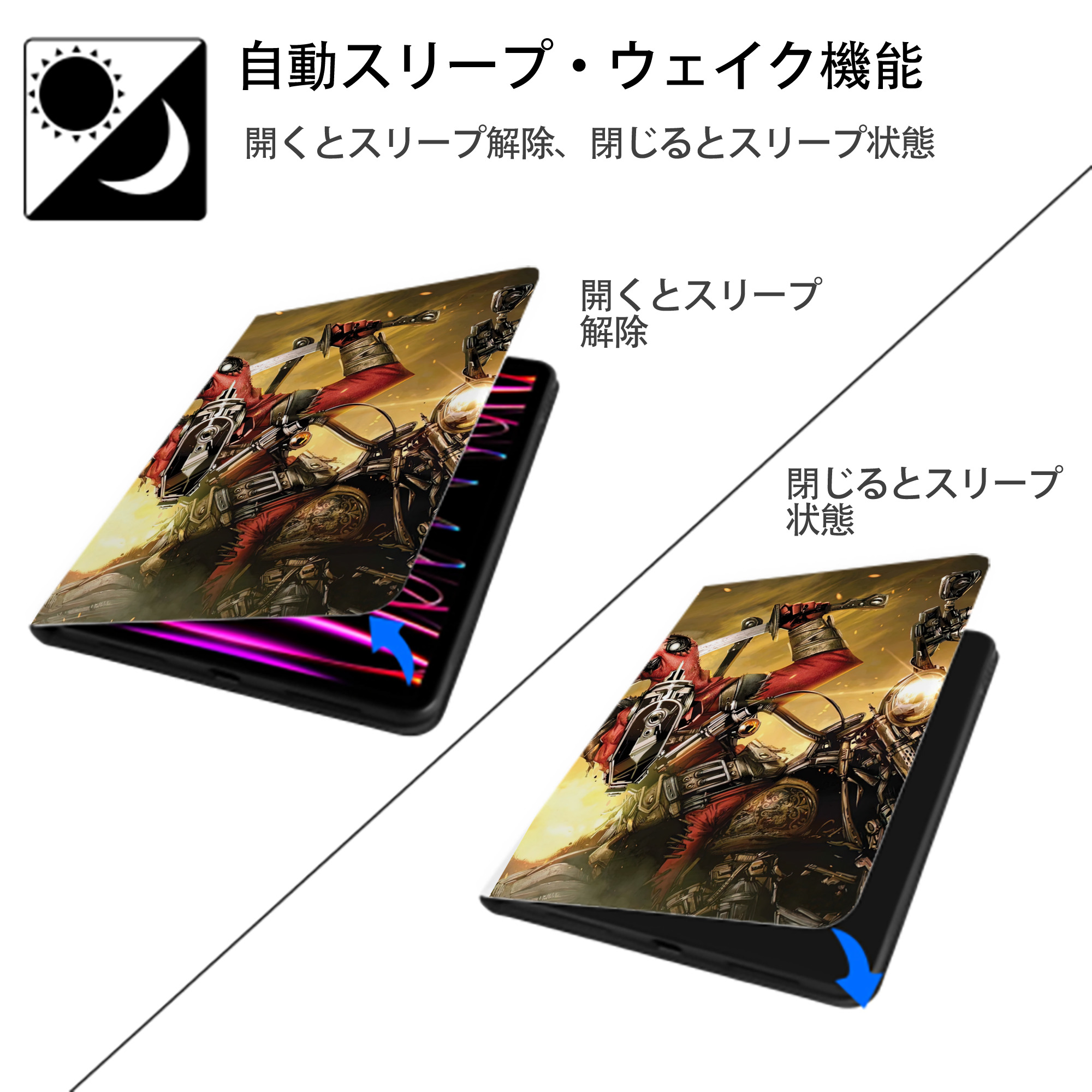 Deadpool デッドプール IPad ケース ペン収納付き 三つ折りスタンド PUレザー×シリコン 対応機種9.5/10.5/10.9インチ