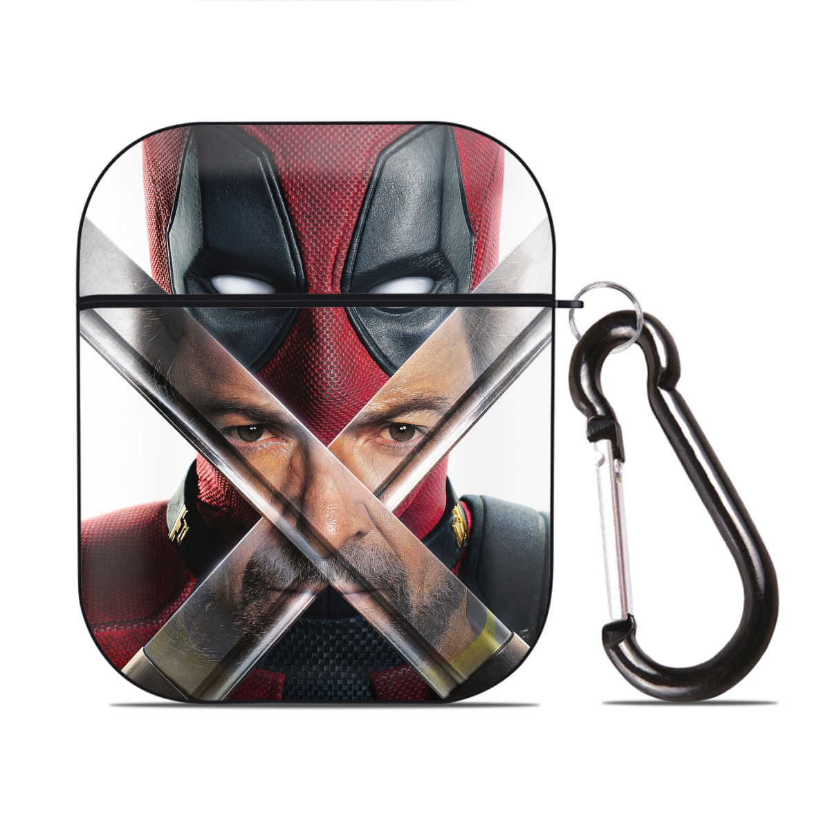 （画像用） Deadpool デッドプール AirPods 第2世代保護ケース ハードシェル ブラック 耐衝撃・防指紋・カラビナ付き