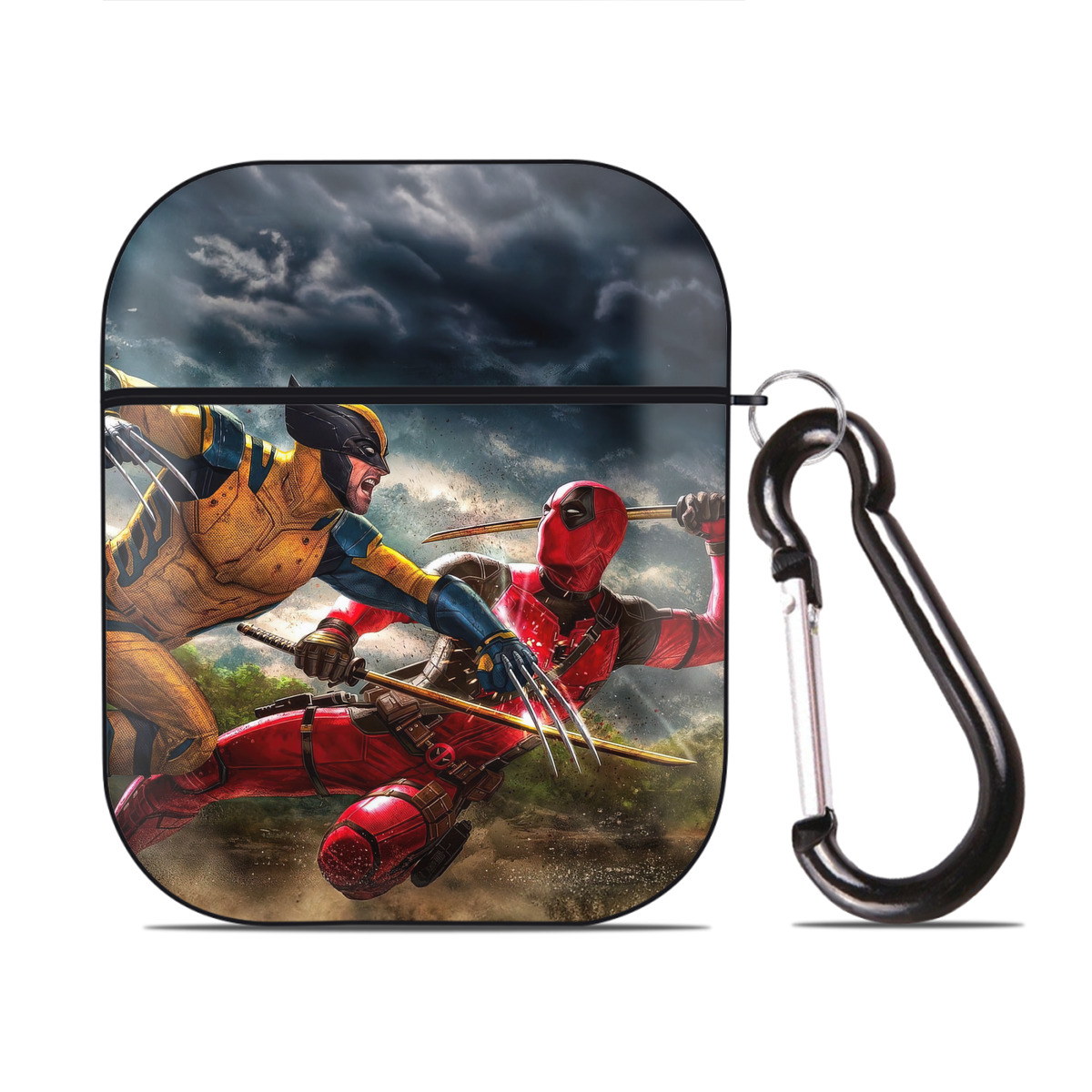 （画像用） Deadpool デッドプール AirPods 第2世代保護ケース ハードシェル ブラック 耐衝撃・防指紋・カラビナ付き