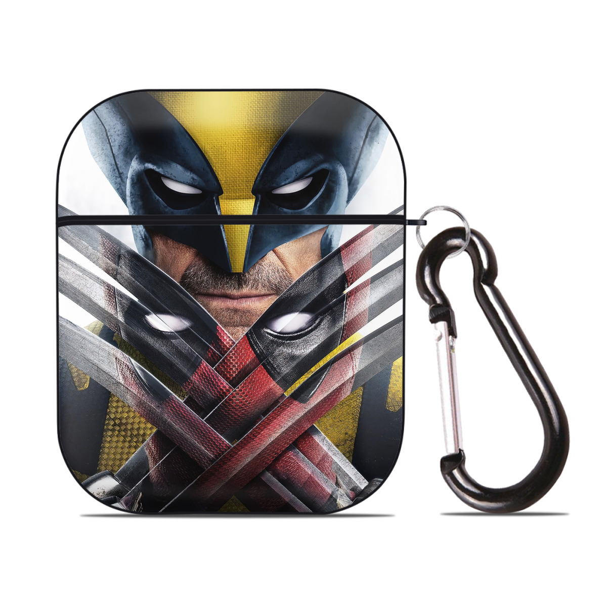 （画像用） Deadpool デッドプール AirPods 第2世代保護ケース ハードシェル ブラック 耐衝撃・防指紋・カラビナ付き
