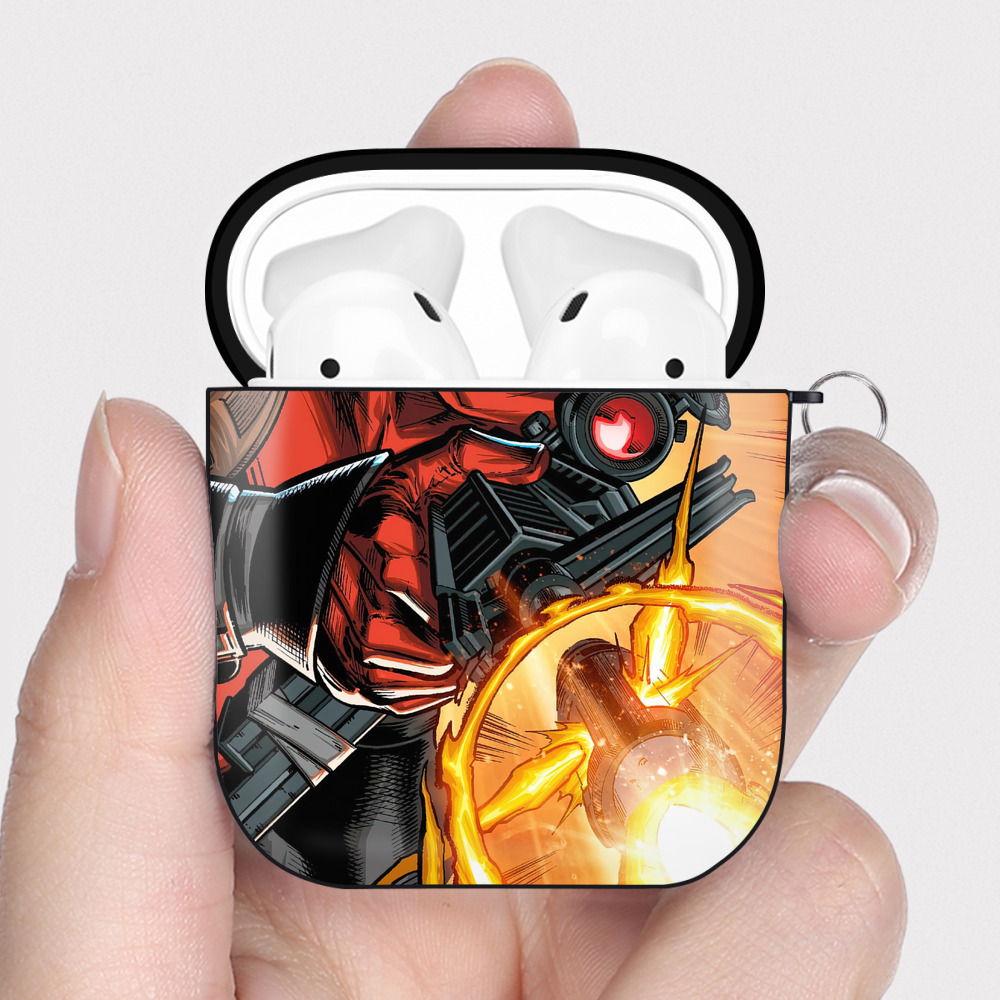 （画像用） Deadpool デッドプール AirPods 第2世代保護ケース ハードシェル ブラック 耐衝撃・防指紋・カラビナ付き